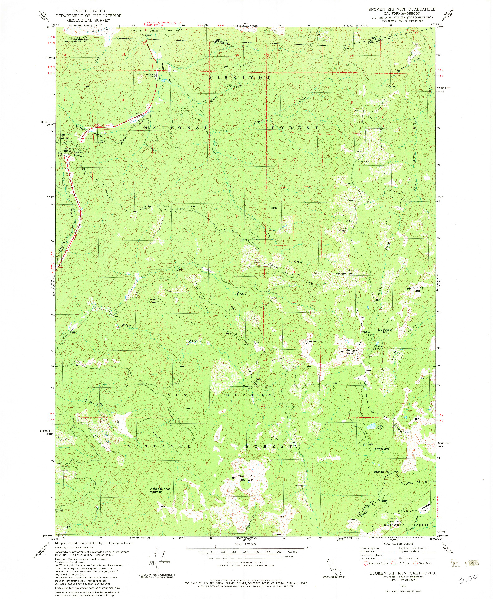 USGS 1:24000-SCALE QUADRANGLE FOR BROKEN RIB MTN, CA 1982