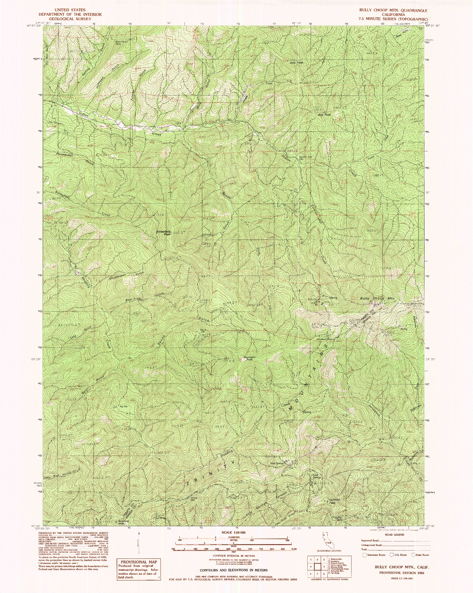 USGS 1:24000-SCALE QUADRANGLE FOR BULLY CHOOP MTN, CA 1982