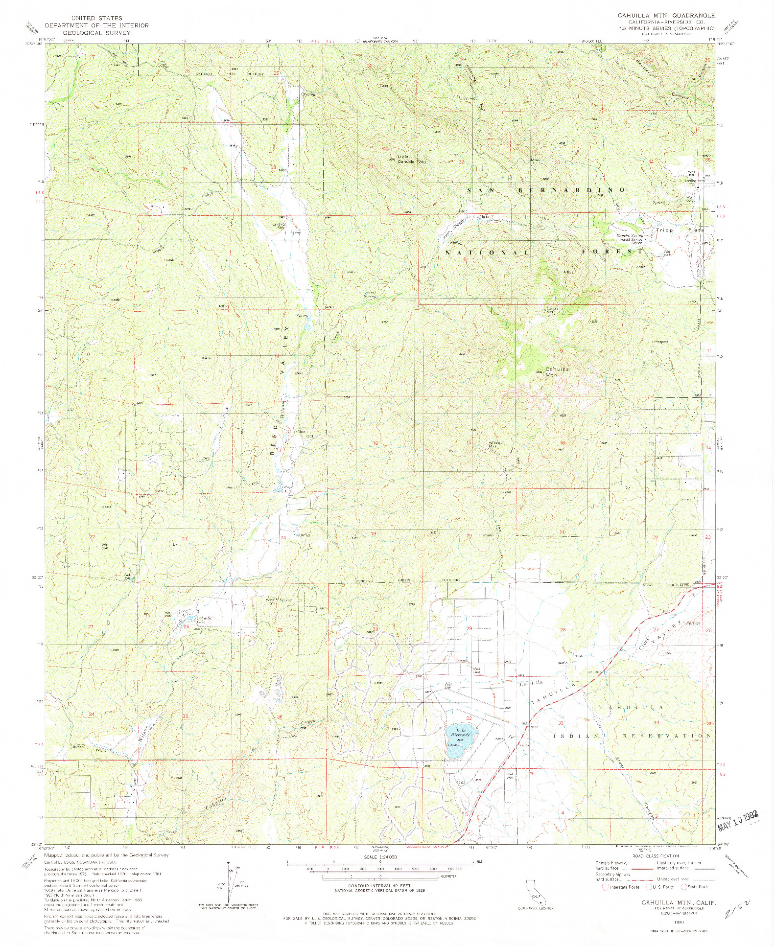 USGS 1:24000-SCALE QUADRANGLE FOR CAHUILLA MTN, CA 1981