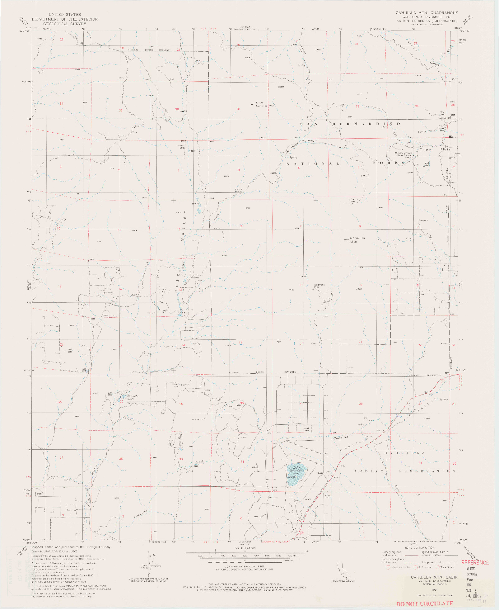 USGS 1:24000-SCALE QUADRANGLE FOR CAHUILLA MTN, CA 1981