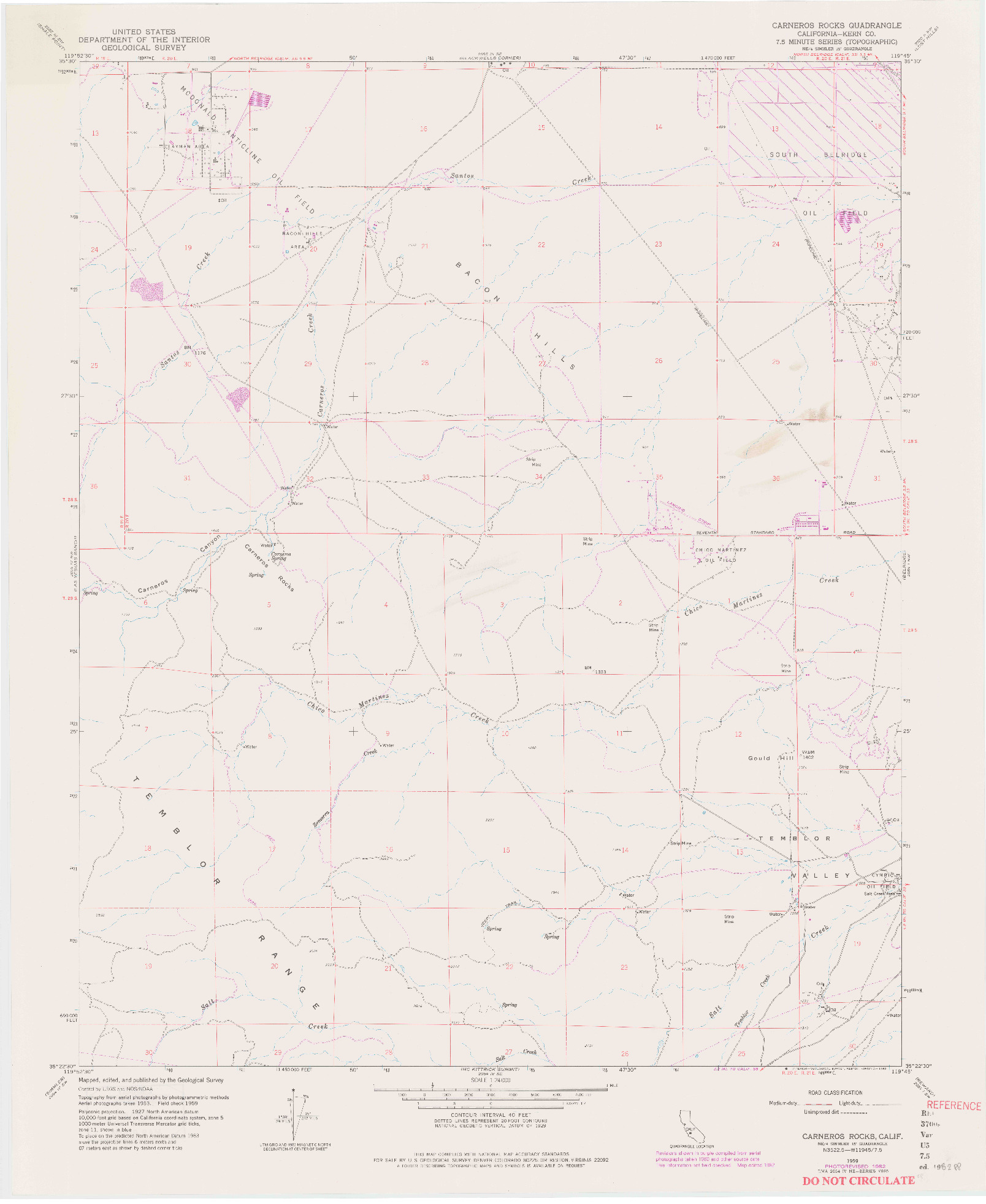 USGS 1:24000-SCALE QUADRANGLE FOR CARNEROS ROCKS, CA 1959