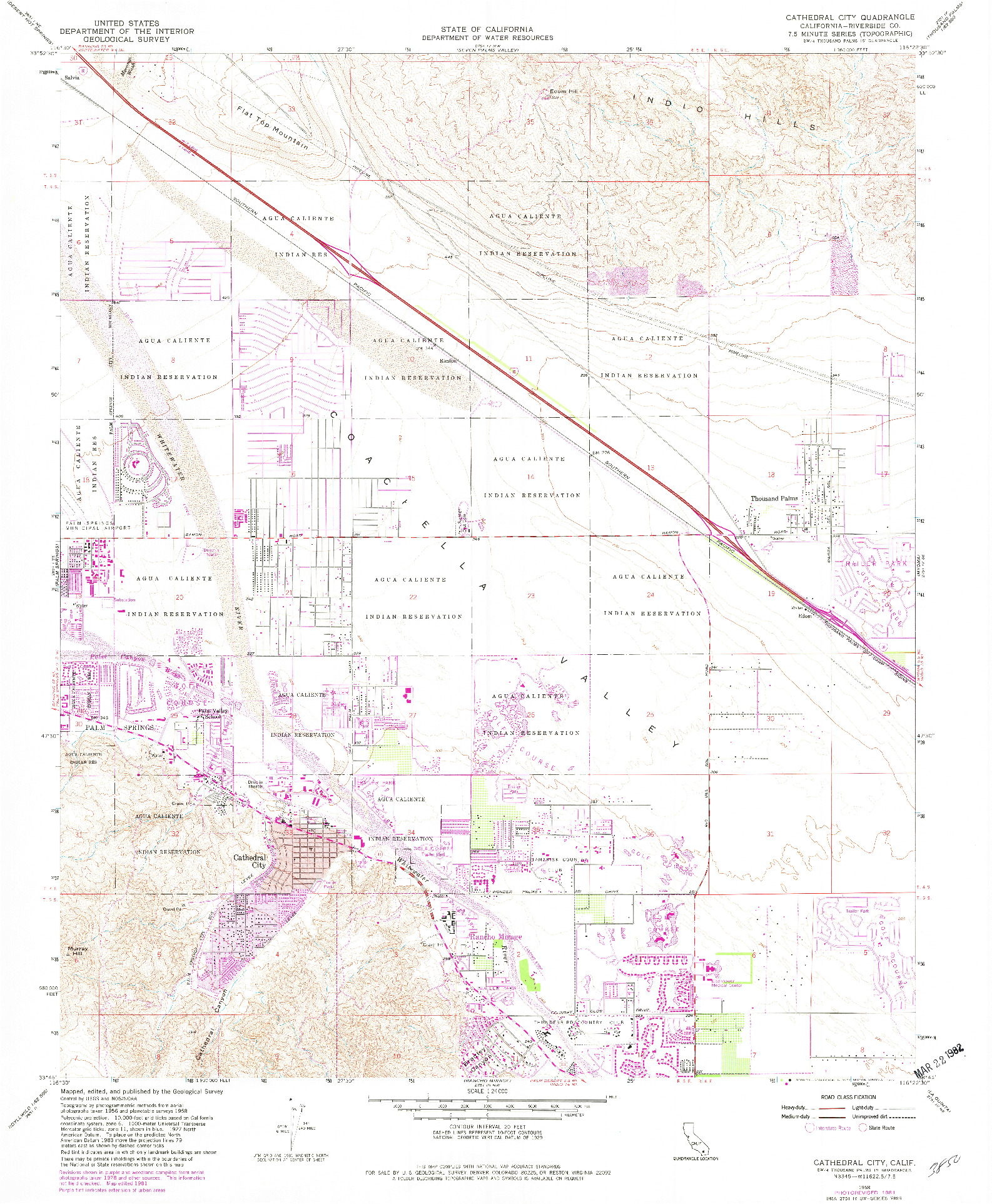 USGS 1:24000-SCALE QUADRANGLE FOR CATHEDRAL CITY, CA 1958