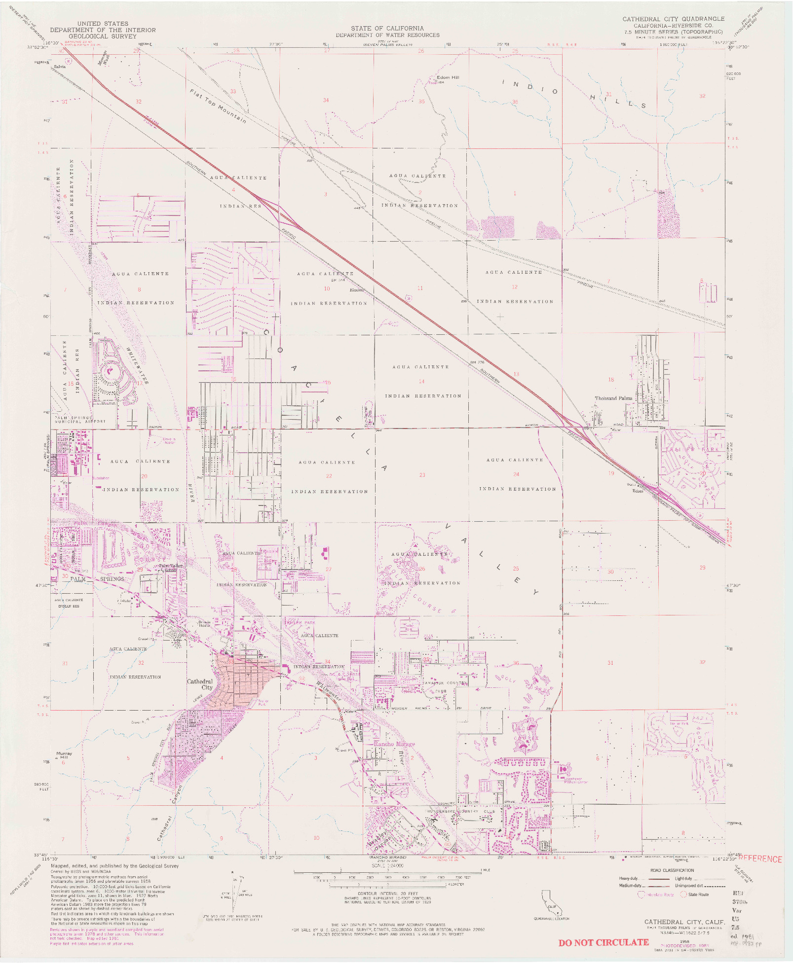 USGS 1:24000-SCALE QUADRANGLE FOR CATHEDRAL CITY, CA 1958