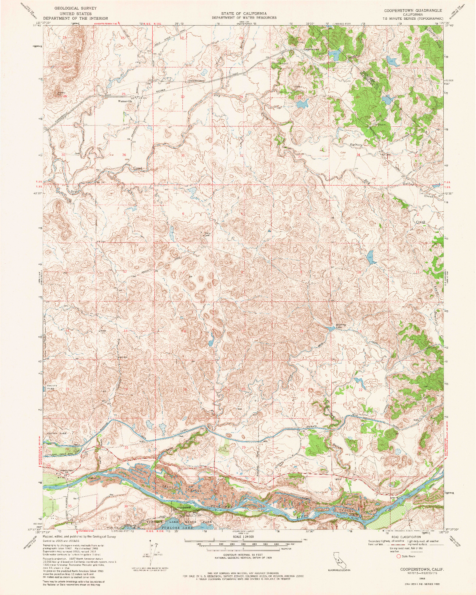 USGS 1:24000-SCALE QUADRANGLE FOR COOPERSTOWN, CA 1968