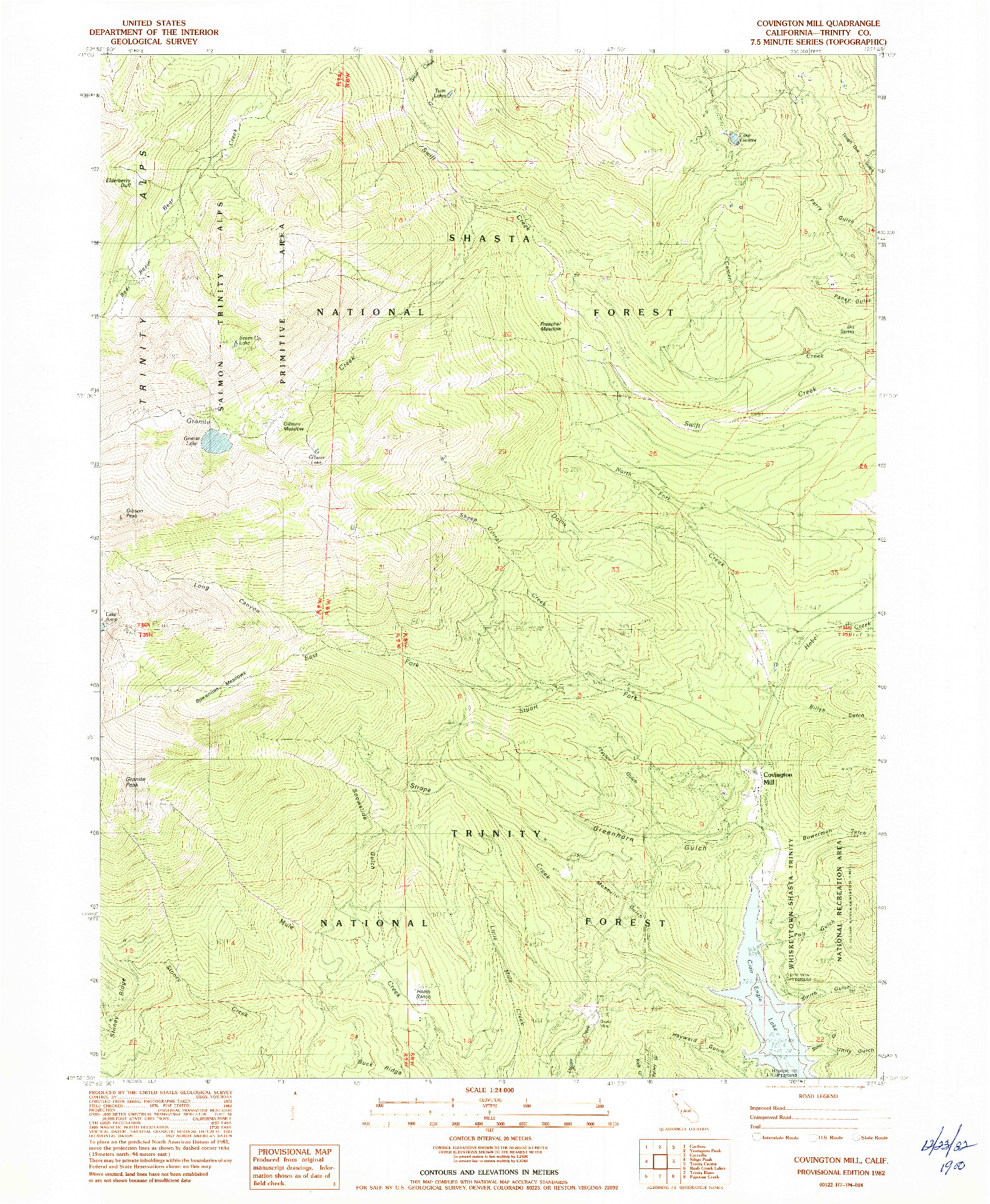 USGS 1:24000-SCALE QUADRANGLE FOR COVINGTON MILL, CA 1982