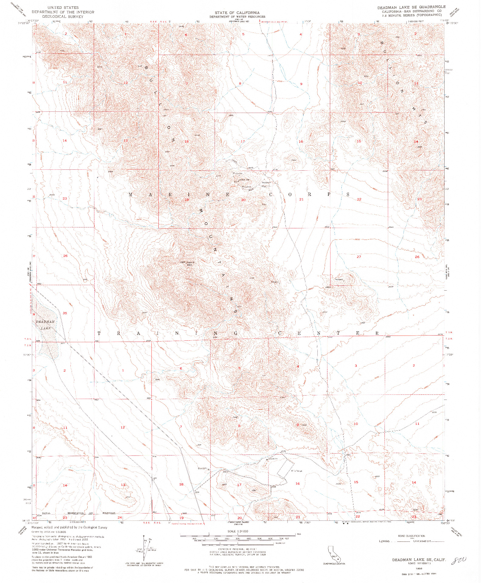 USGS 1:24000-SCALE QUADRANGLE FOR DEADMAN LAKE SE, CA 1955