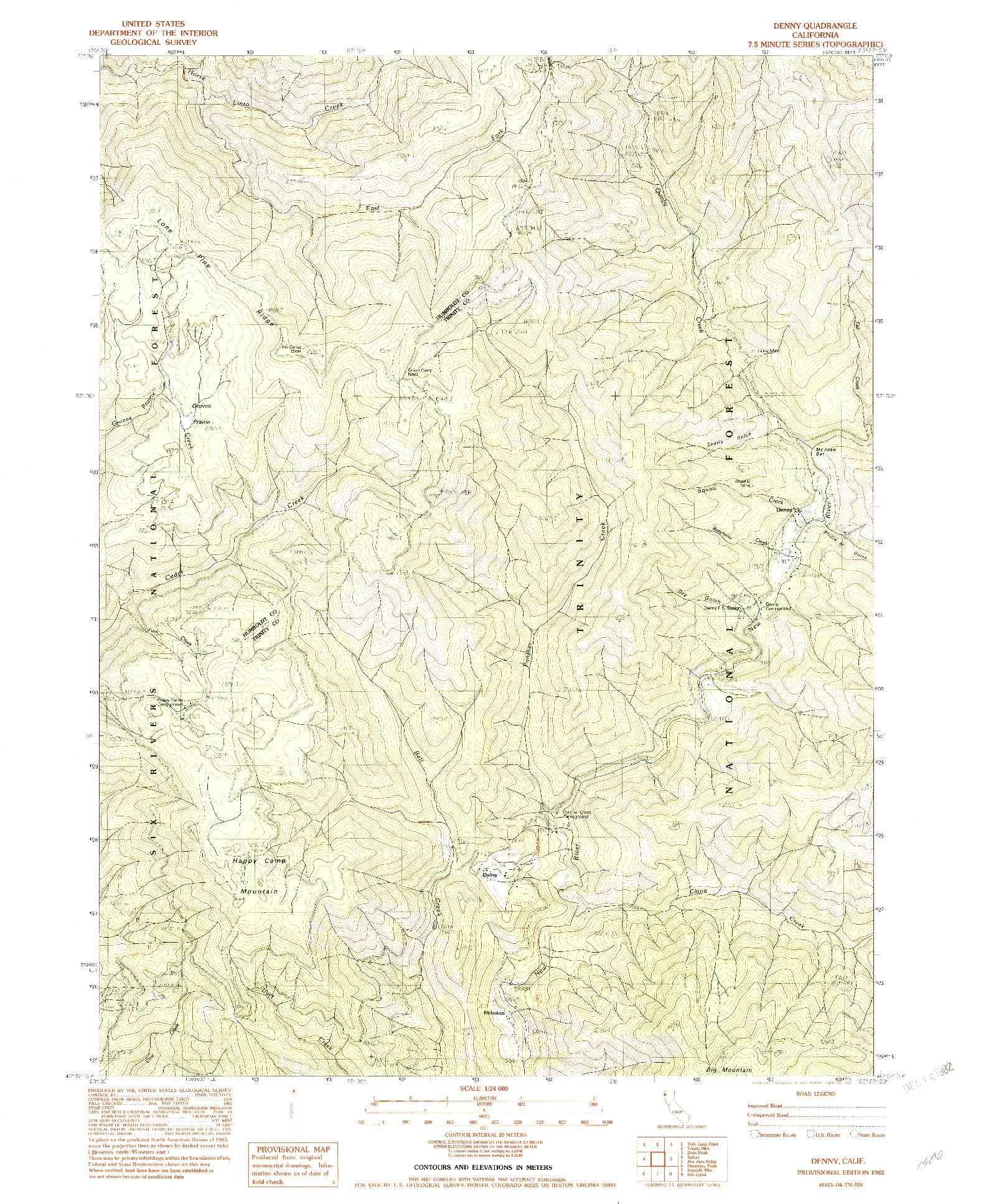 USGS 1:24000-SCALE QUADRANGLE FOR DENNY, CA 1982