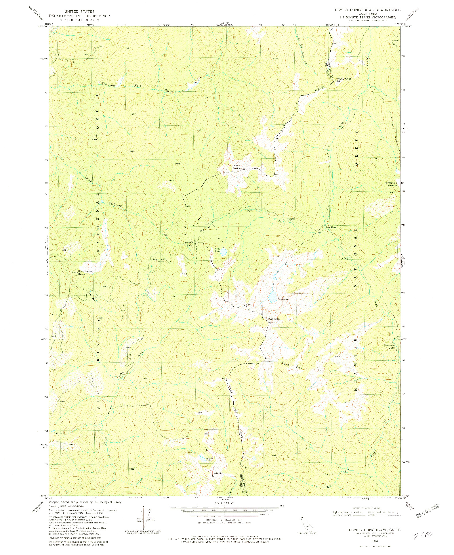USGS 1:24000-SCALE QUADRANGLE FOR DEVILS PUNCHBOWL, CA 1981