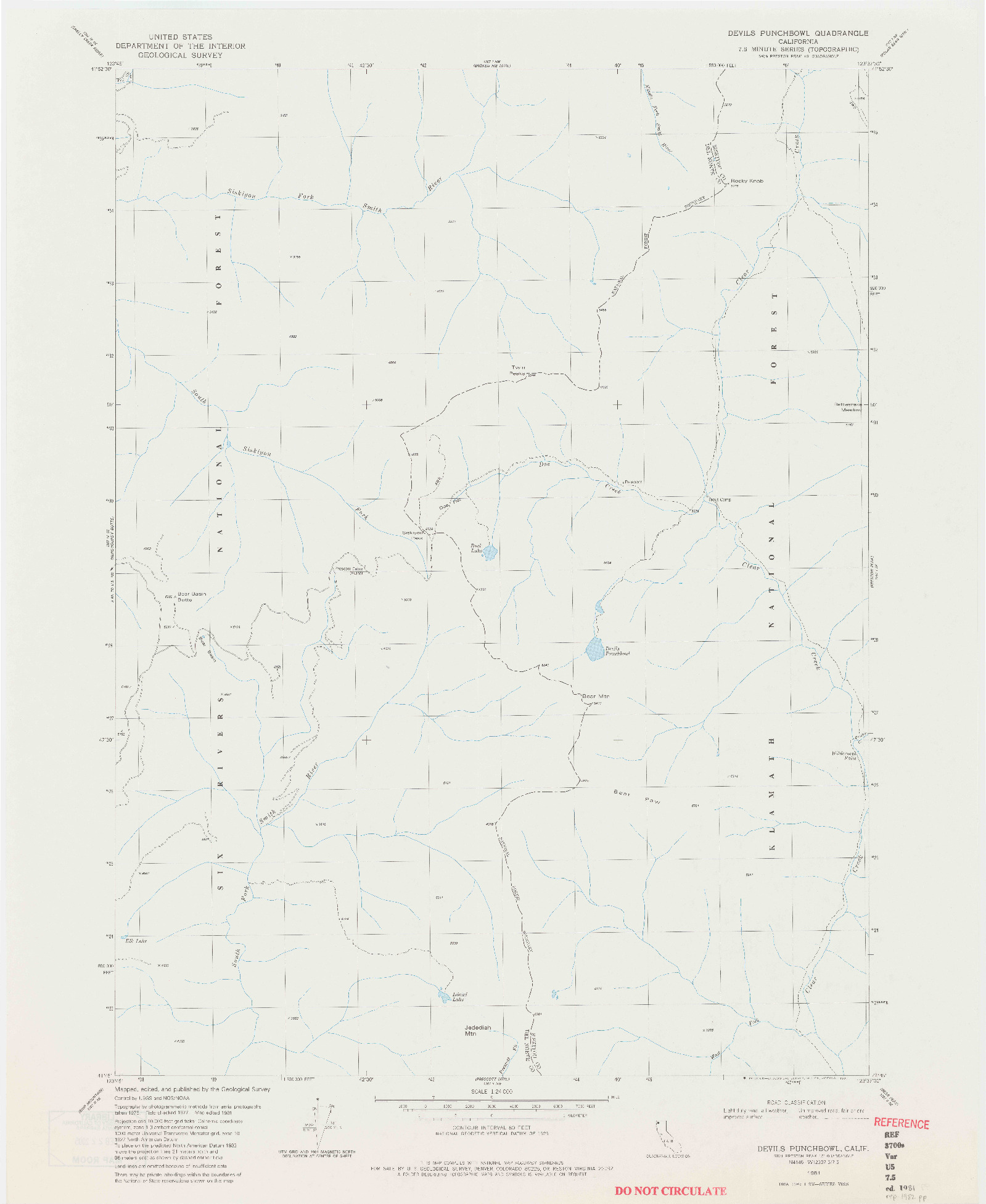 USGS 1:24000-SCALE QUADRANGLE FOR DEVILS PUNCHBOWL, CA 1981