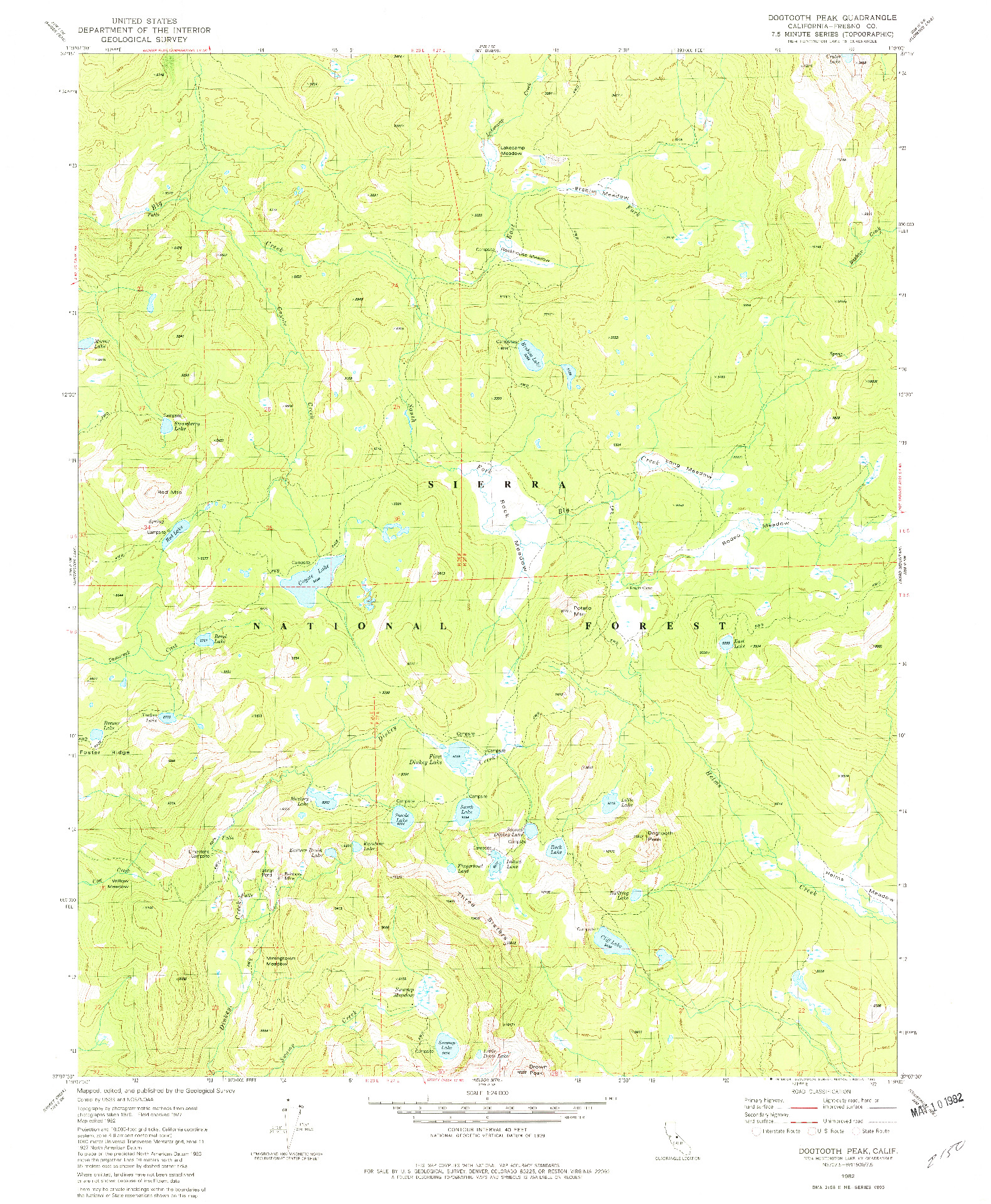 USGS 1:24000-SCALE QUADRANGLE FOR DOGTOOTH PEAK, CA 1982
