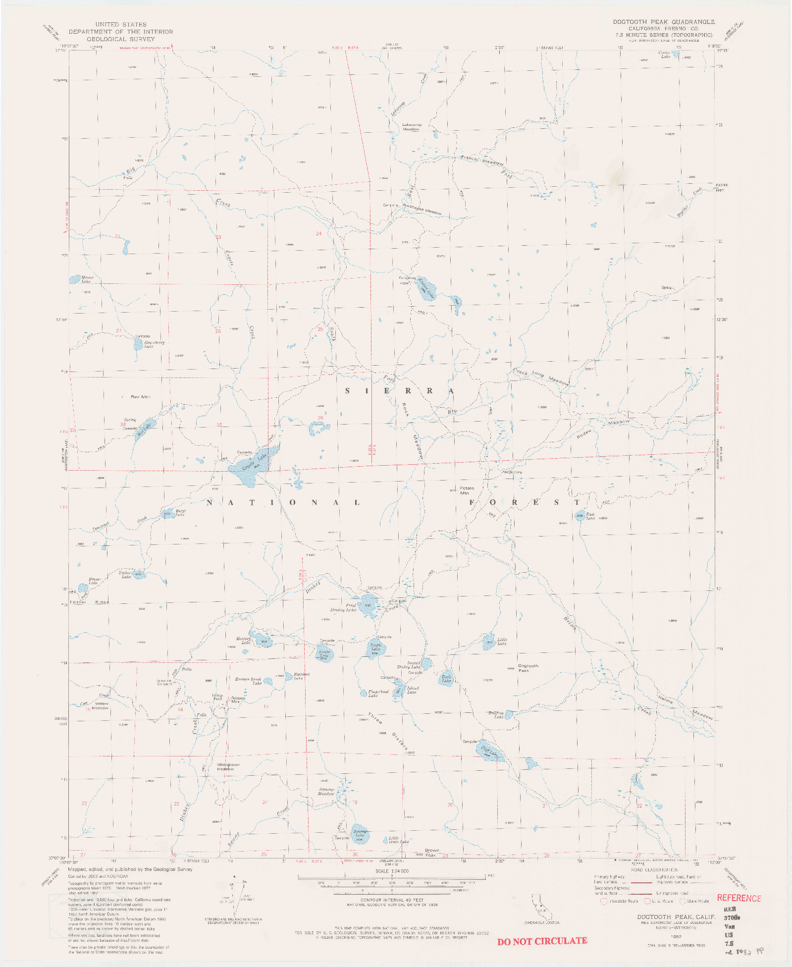 USGS 1:24000-SCALE QUADRANGLE FOR DOGTOOTH PEAK, CA 1982