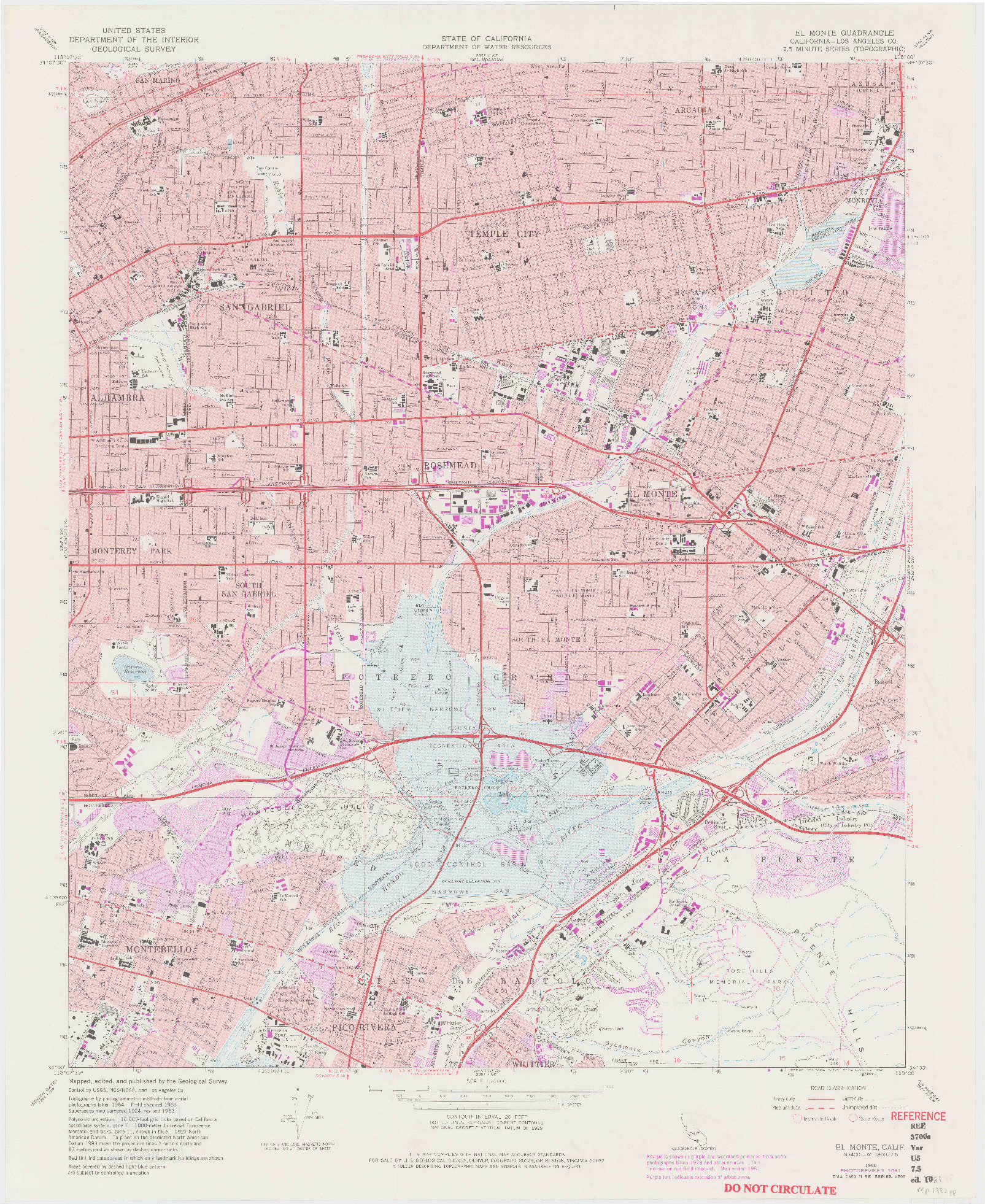 USGS 1:24000-SCALE QUADRANGLE FOR EL MONTE, CA 1966