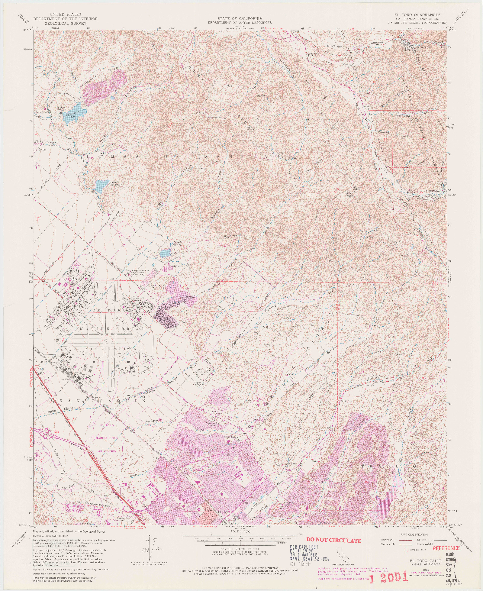 USGS 1:24000-SCALE QUADRANGLE FOR EL TORO, CA 1968