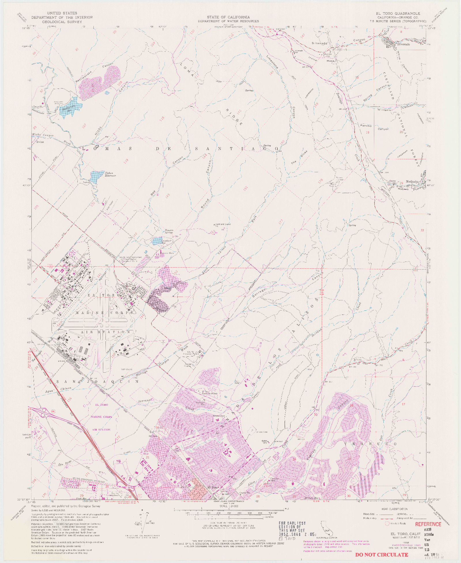 USGS 1:24000-SCALE QUADRANGLE FOR EL TORO, CA 1968