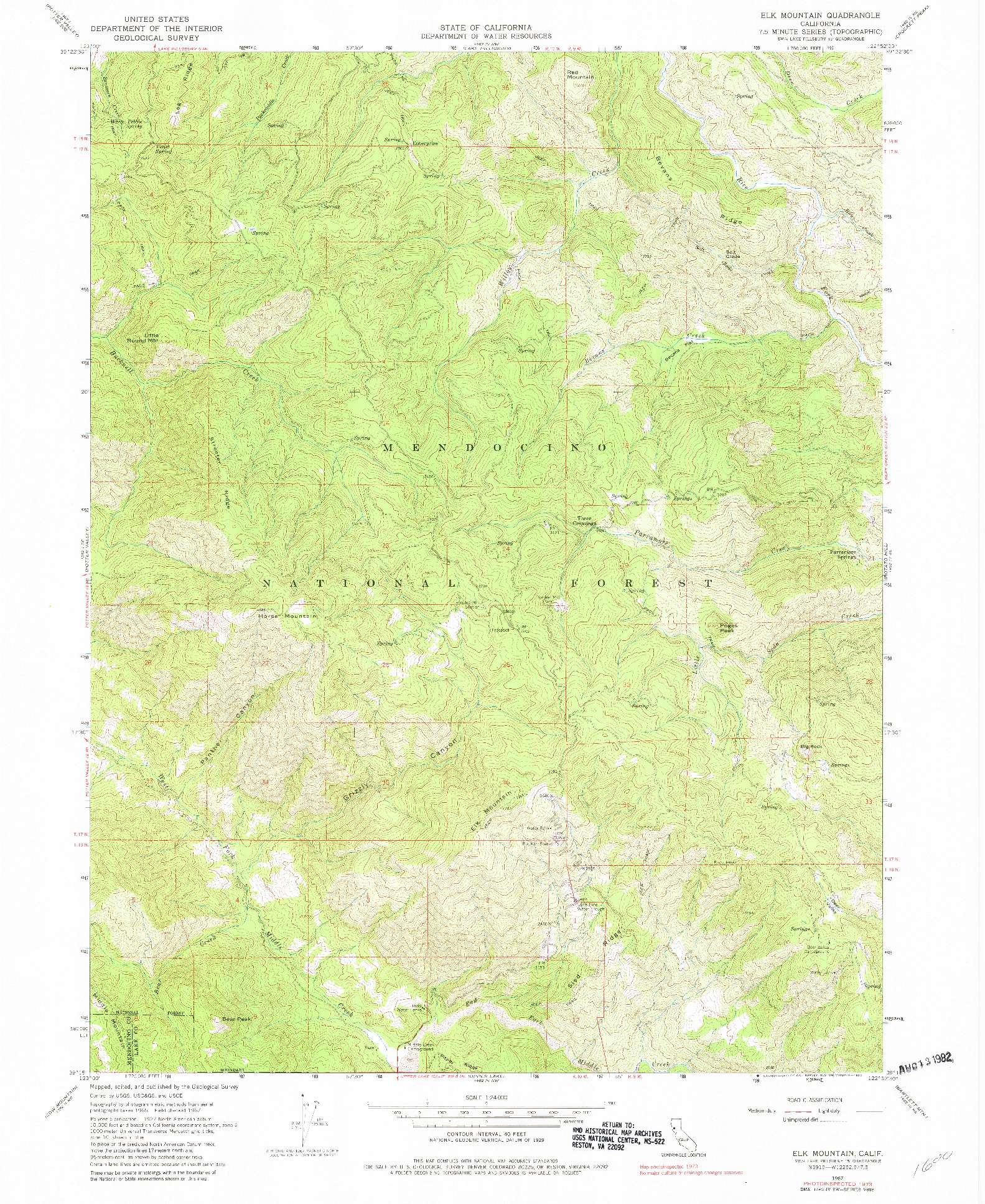 USGS 1:24000-SCALE QUADRANGLE FOR ELK MOUNTAIN, CA 1967