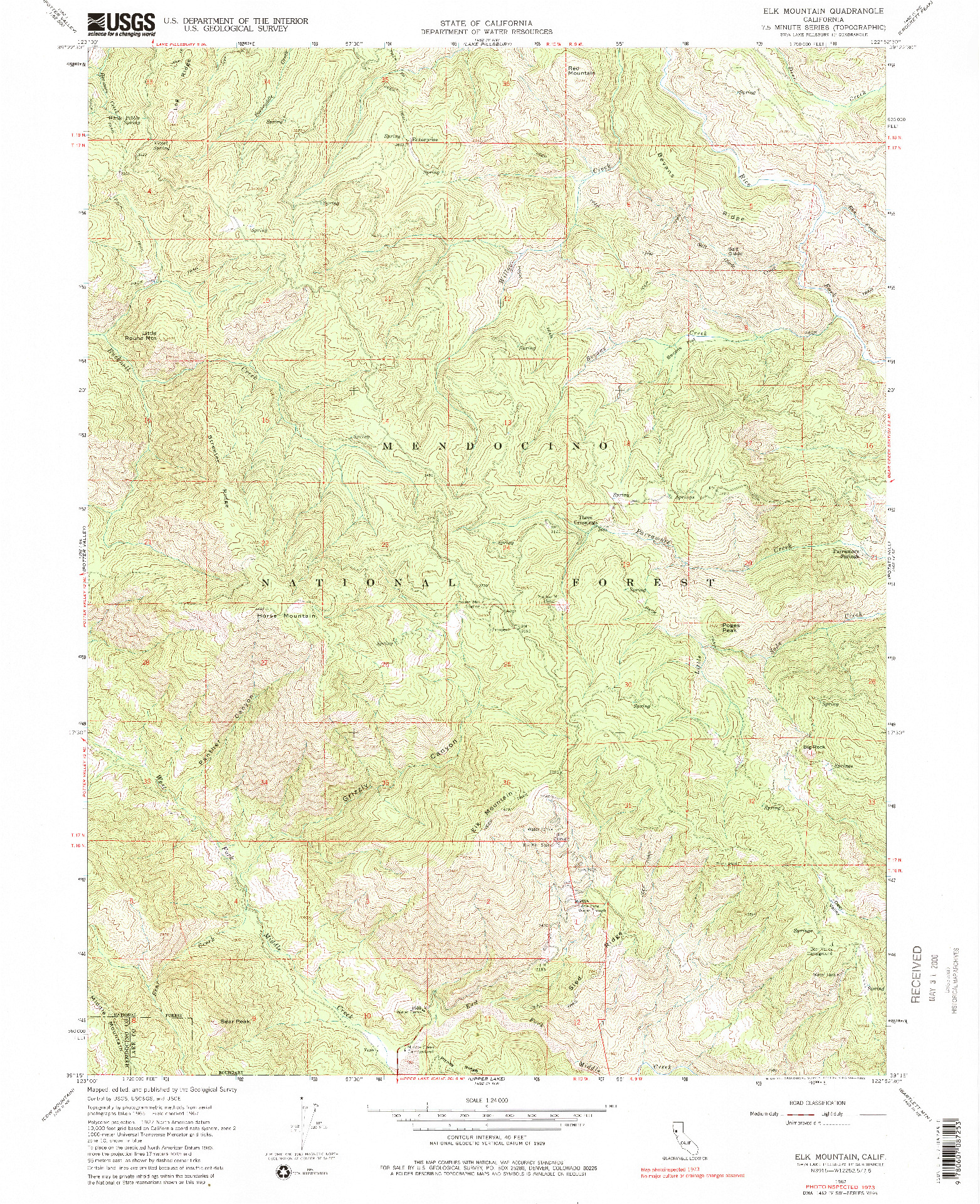 USGS 1:24000-SCALE QUADRANGLE FOR ELK MOUNTAIN, CA 1967