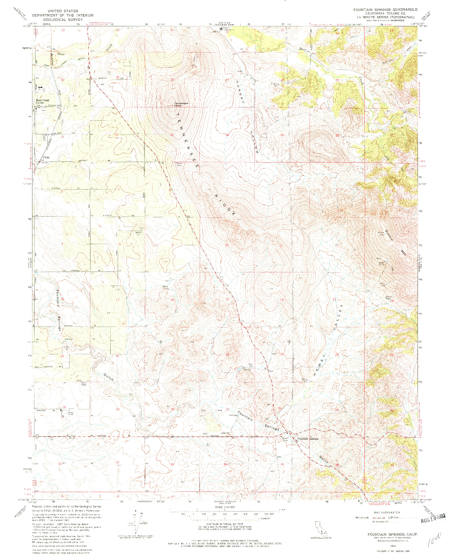 USGS 1:24000-SCALE QUADRANGLE FOR FOUNTAIN SPRINGS, CA 1965