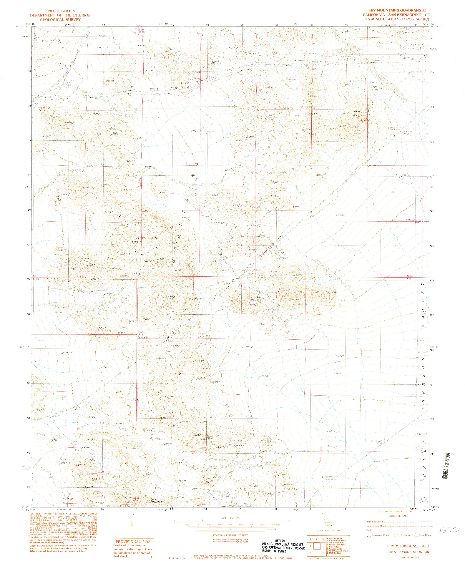 USGS 1:24000-SCALE QUADRANGLE FOR FRY MOUNTAINS, CA 1982