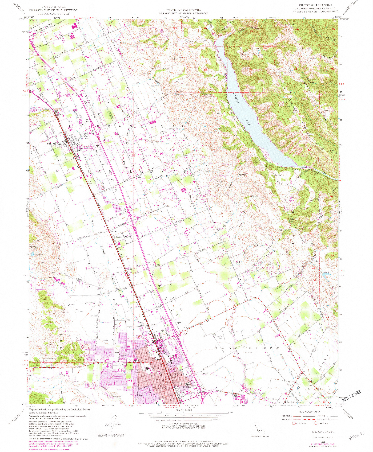 USGS 1:24000-SCALE QUADRANGLE FOR GILROY, CA 1955