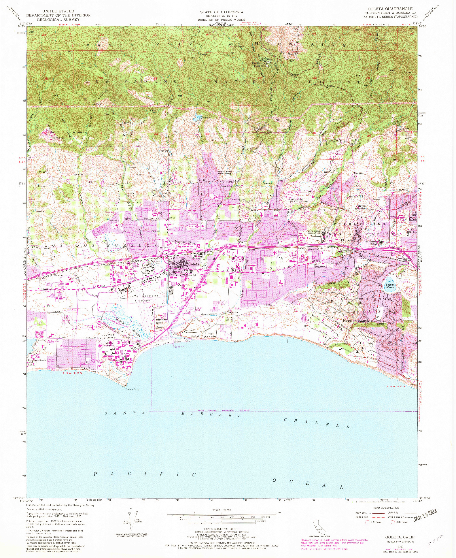 USGS 1:24000-SCALE QUADRANGLE FOR GOLETA, CA 1950