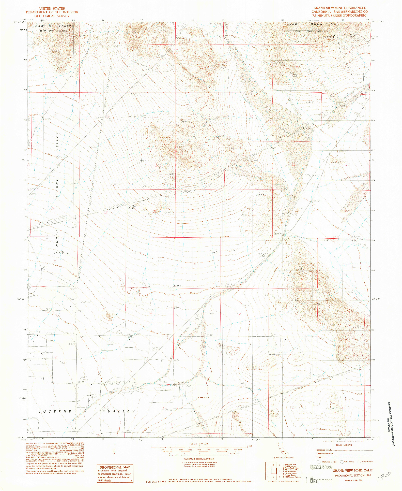 USGS 1:24000-SCALE QUADRANGLE FOR GRAND VIEW MINE, CA 1982