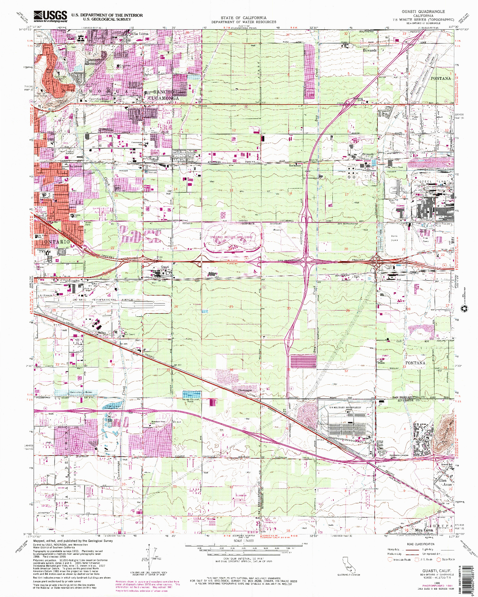 USGS 1:24000-SCALE QUADRANGLE FOR GUASTI, CA 1966