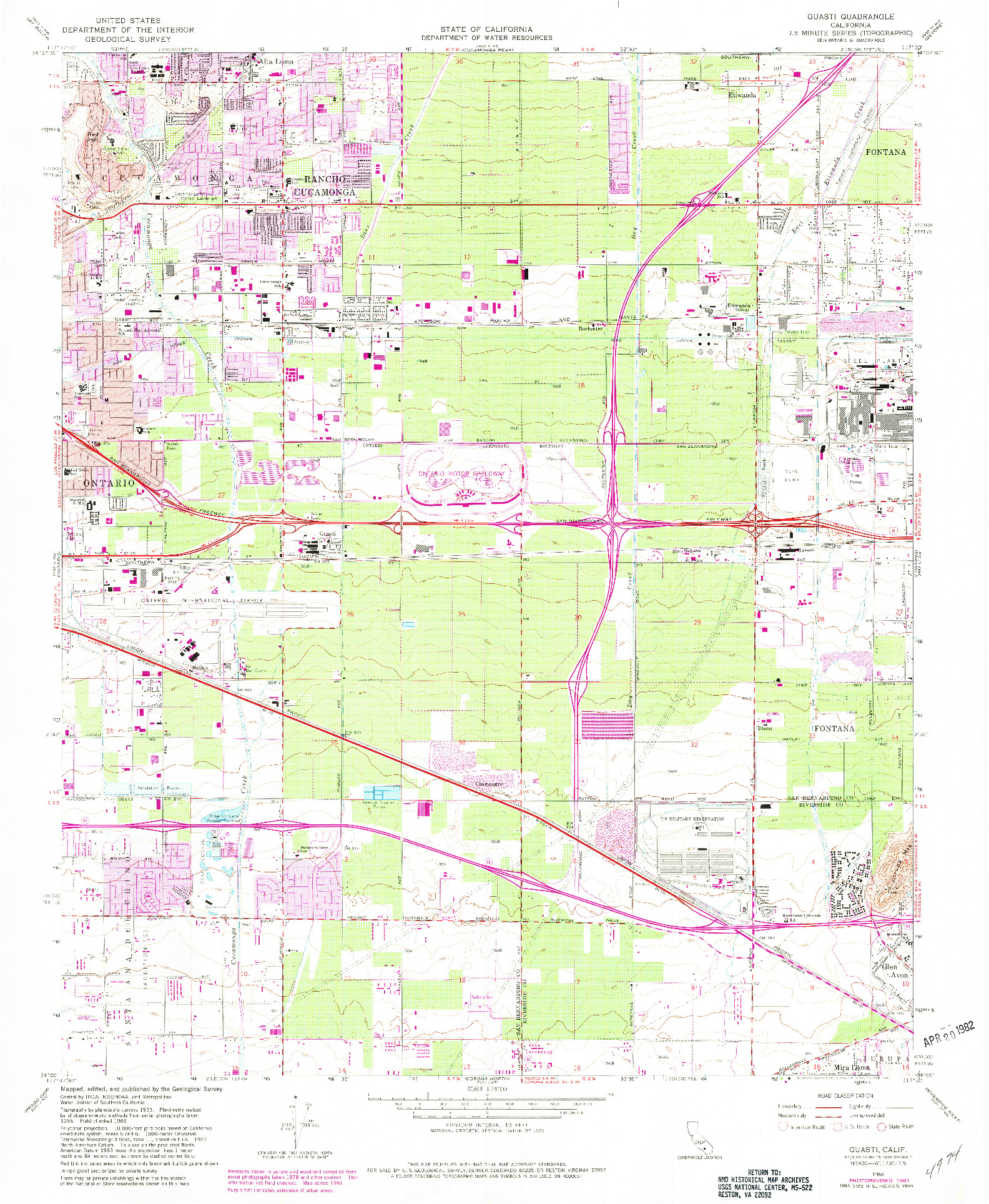 USGS 1:24000-SCALE QUADRANGLE FOR GUASTI, CA 1966