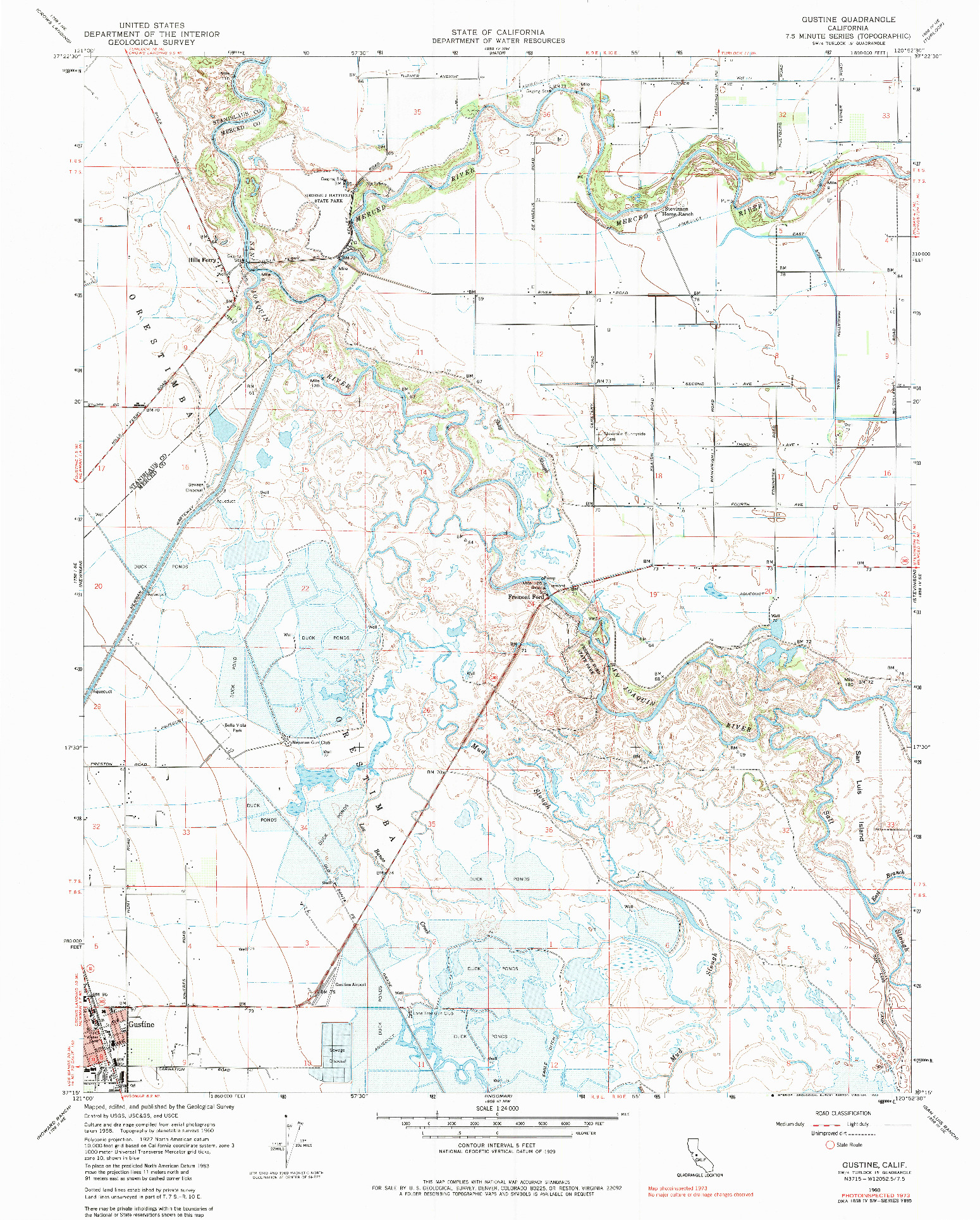 USGS 1:24000-SCALE QUADRANGLE FOR GUSTINE, CA 1960