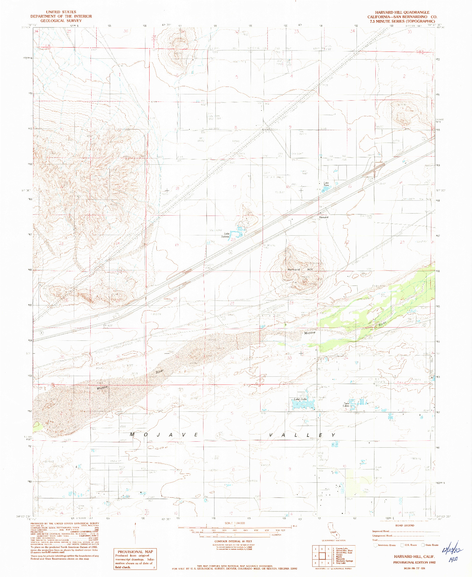 USGS 1:24000-SCALE QUADRANGLE FOR HARVARD HILL, CA 1982