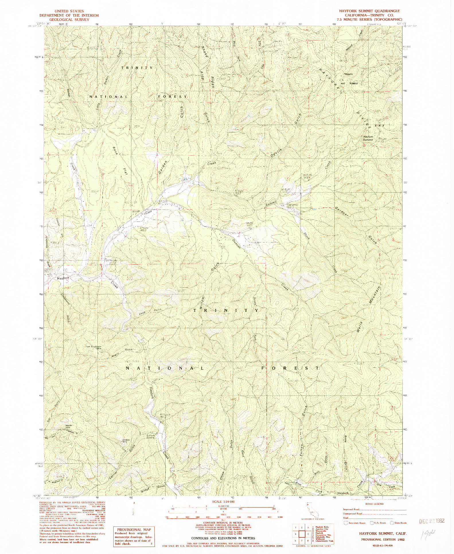 USGS 1:24000-SCALE QUADRANGLE FOR HAYFORK SUMMIT, CA 1982