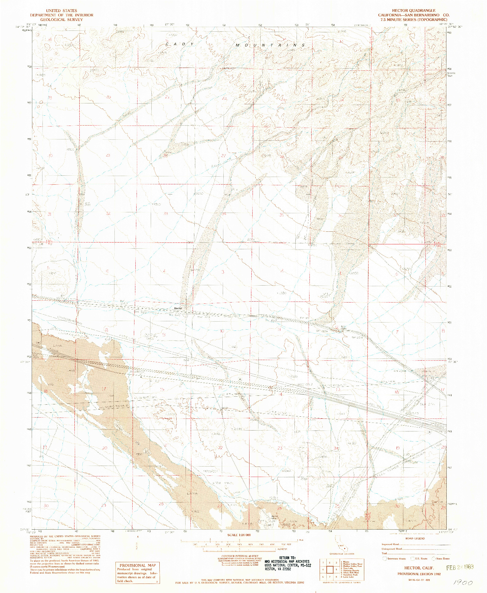 USGS 1:24000-SCALE QUADRANGLE FOR HECTOR, CA 1982