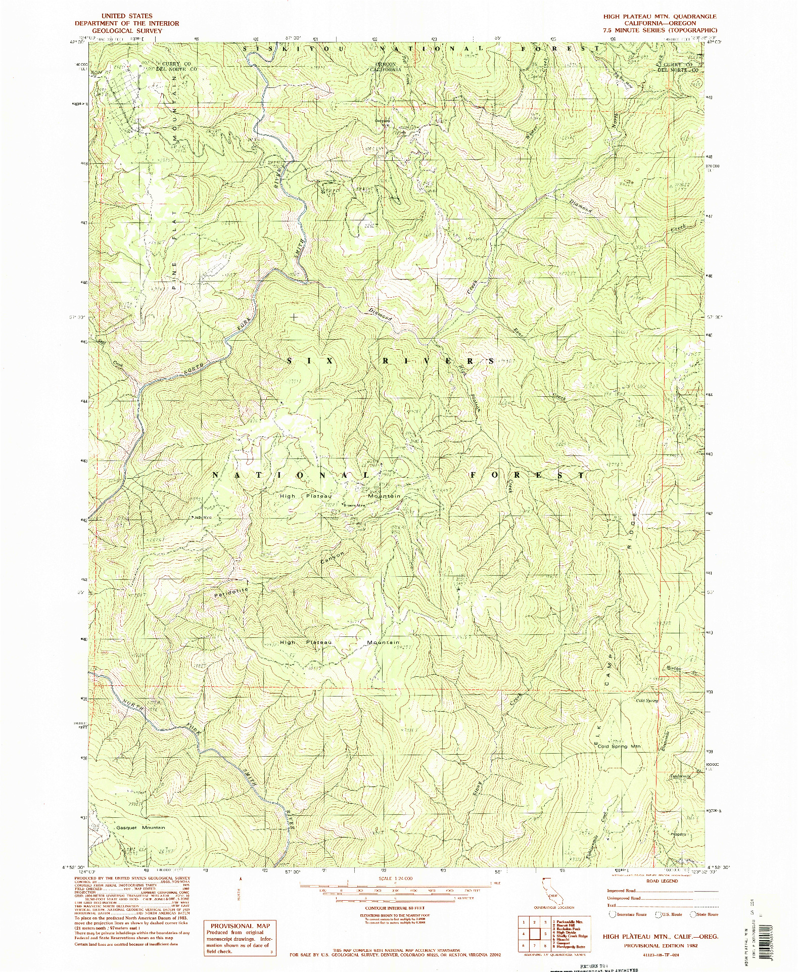 USGS 1:24000-SCALE QUADRANGLE FOR HIGH PLATEAU MTN., CA 1982