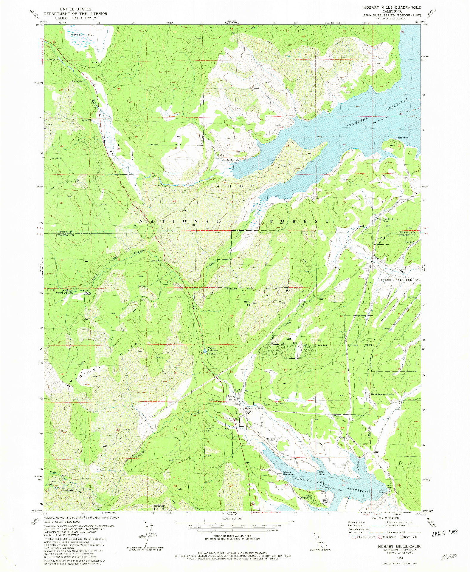 USGS 1:24000-SCALE QUADRANGLE FOR HOBART MILLS, CA 1981