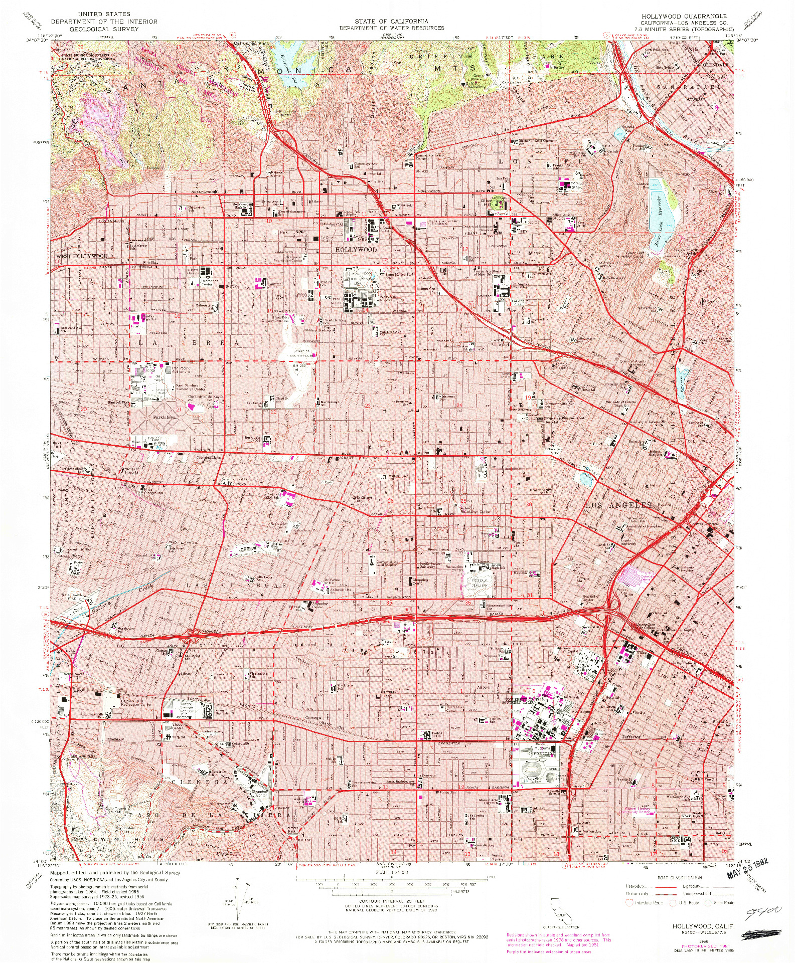 USGS 1:24000-SCALE QUADRANGLE FOR HOLLYWOOD, CA 1966