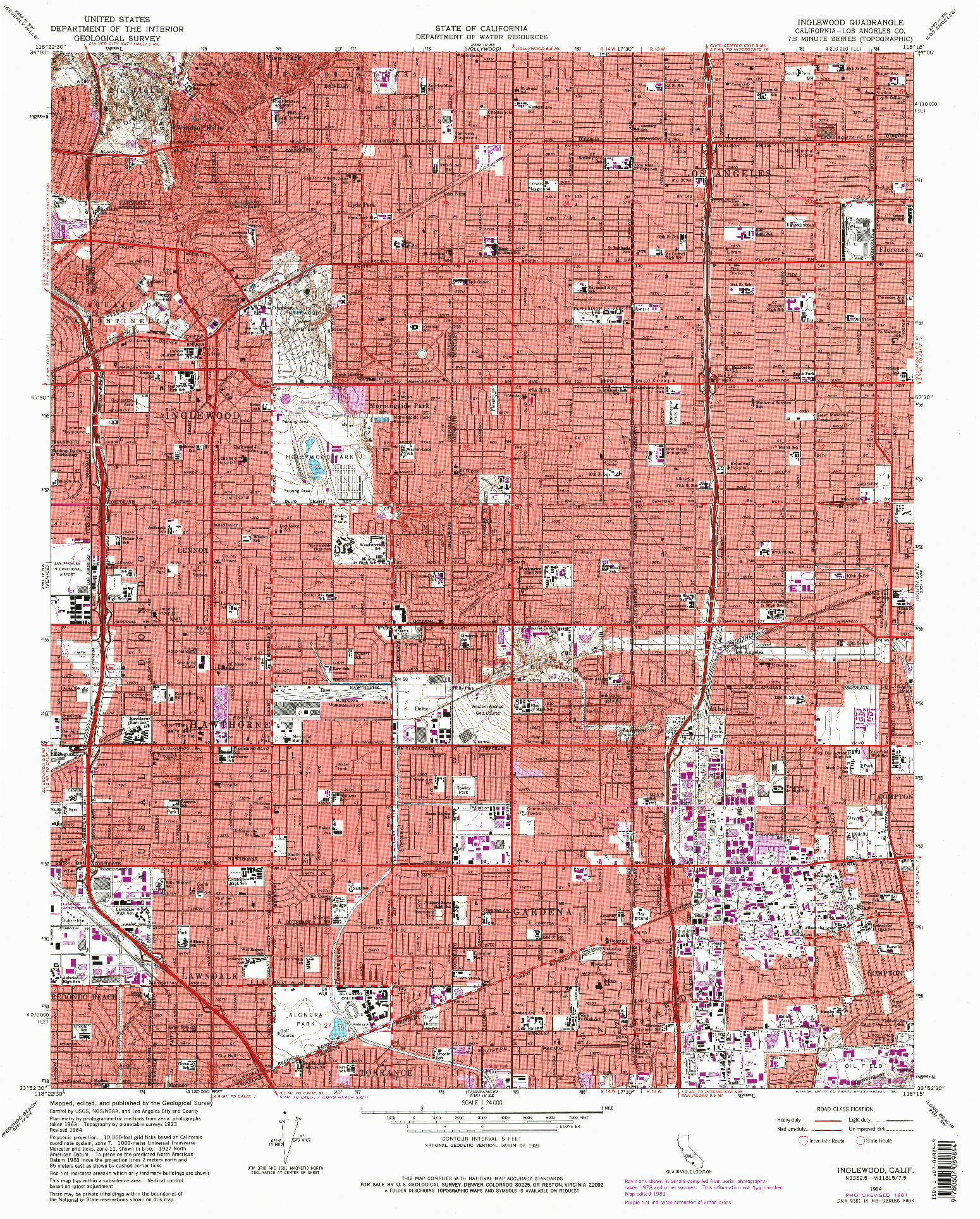 USGS 1:24000-SCALE QUADRANGLE FOR INGLEWOOD, CA 1964