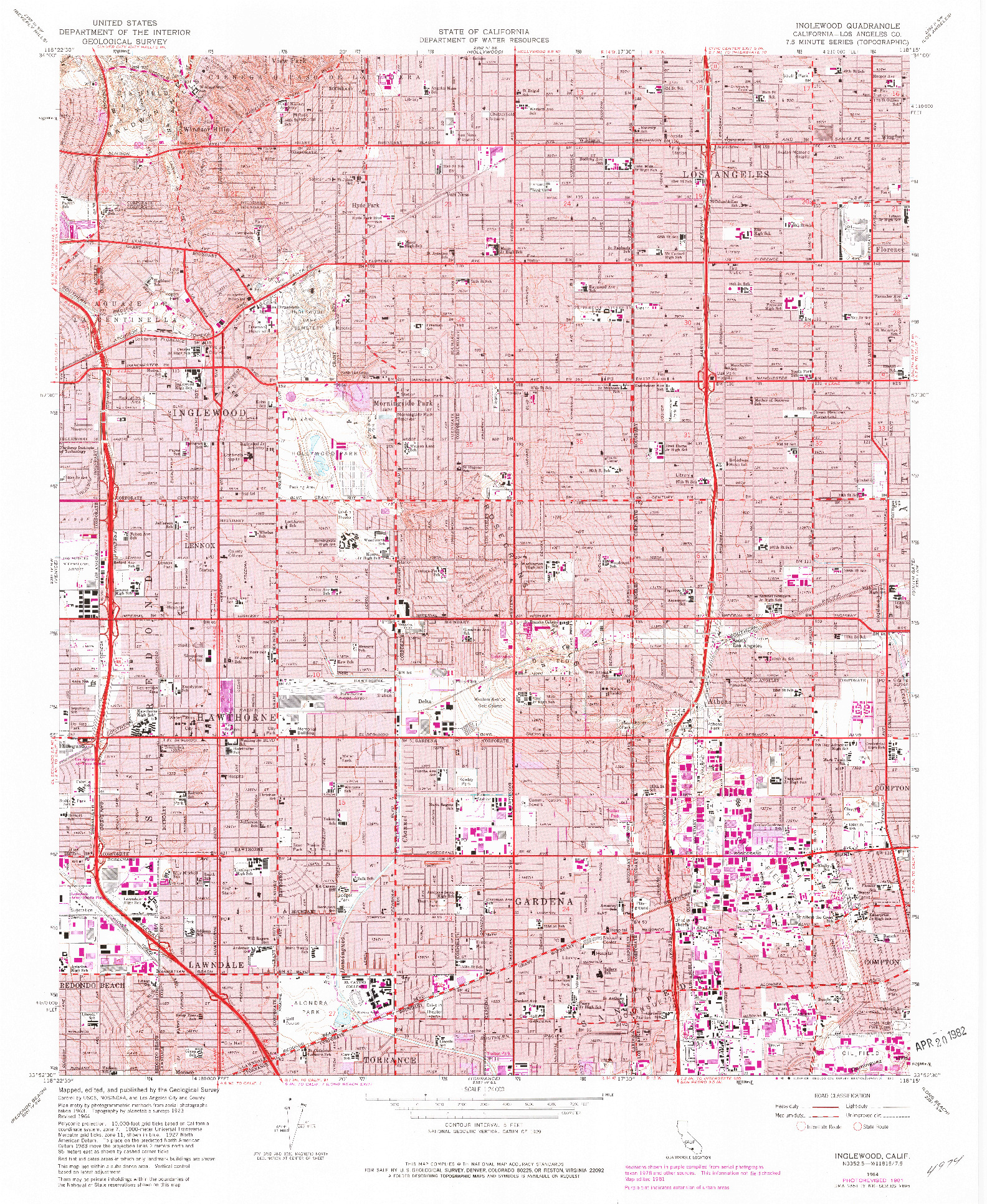 USGS 1:24000-SCALE QUADRANGLE FOR INGLEWOOD, CA 1964