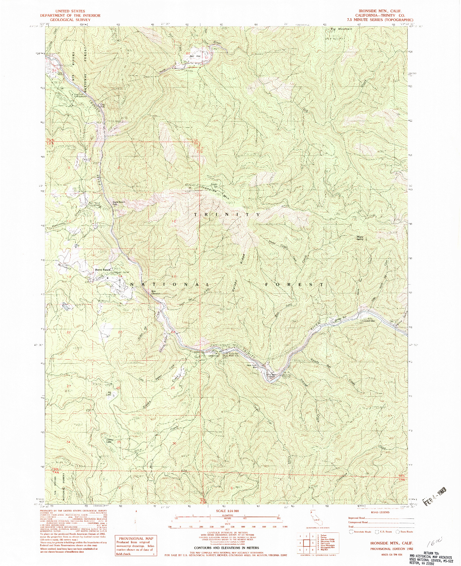USGS 1:24000-SCALE QUADRANGLE FOR IRONSIDE MTN, CA 1982