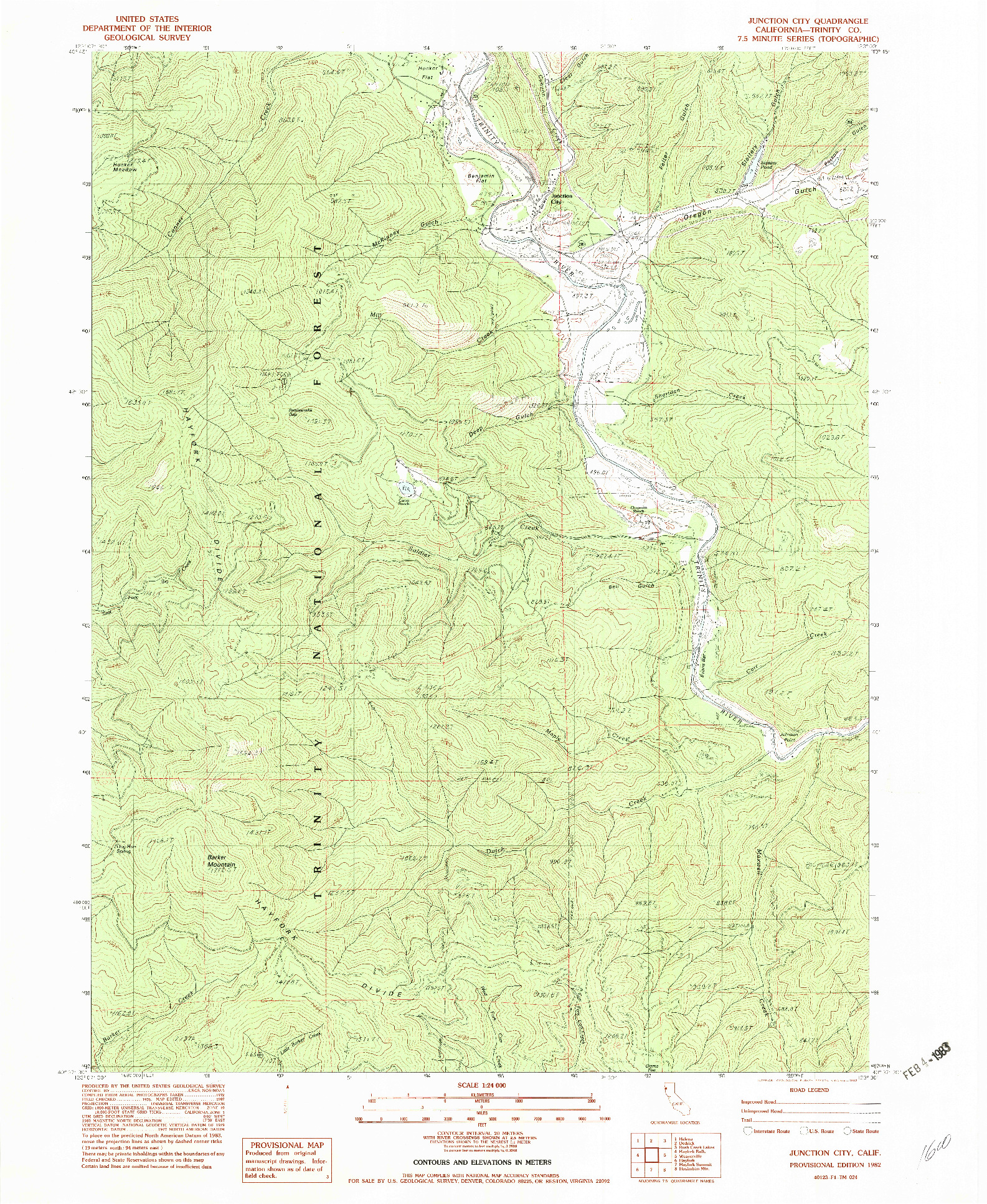 USGS 1:24000-SCALE QUADRANGLE FOR JUNCTION CITY, CA 1982