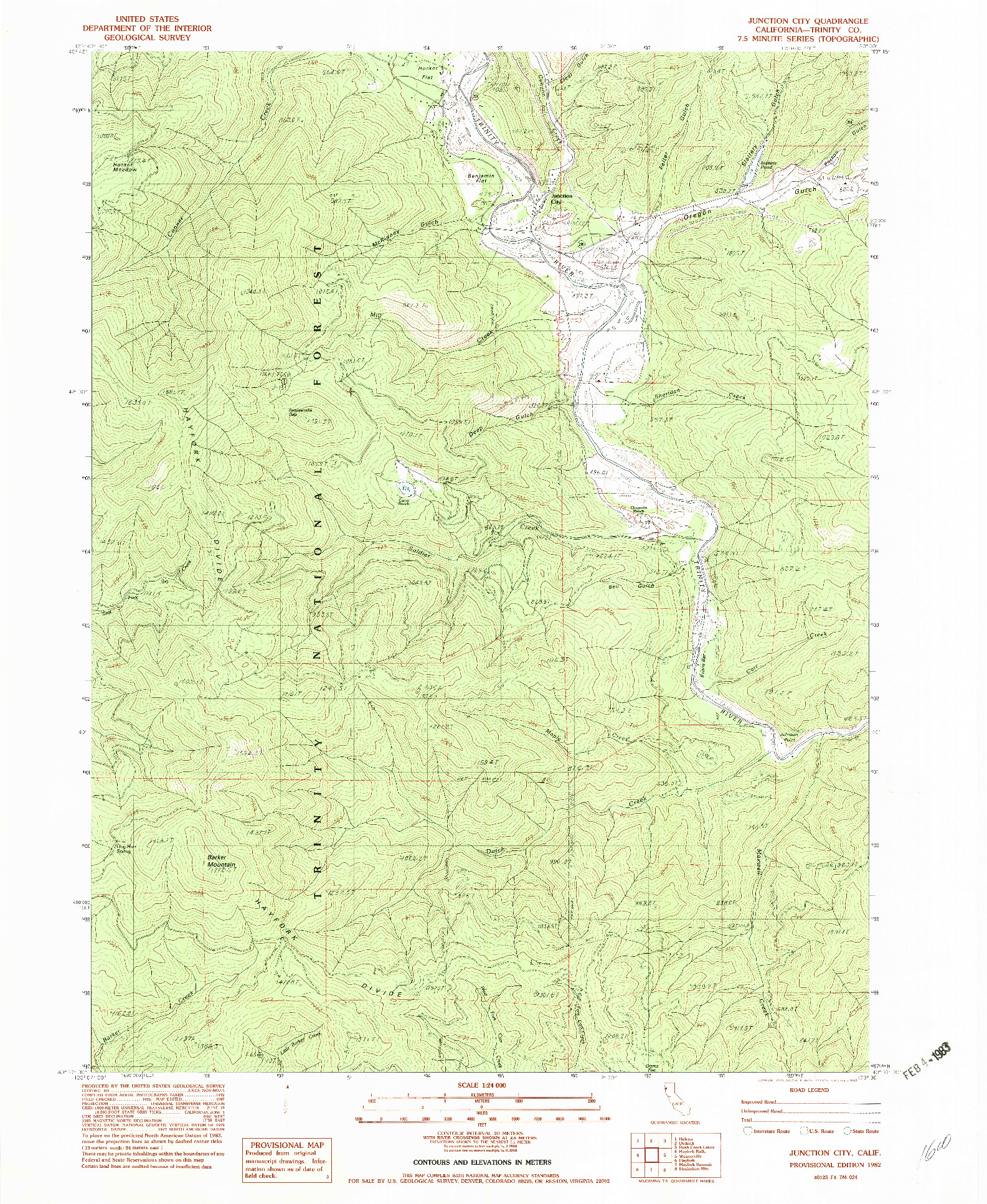 USGS 1:24000-SCALE QUADRANGLE FOR JUNCTION CITY, CA 1982