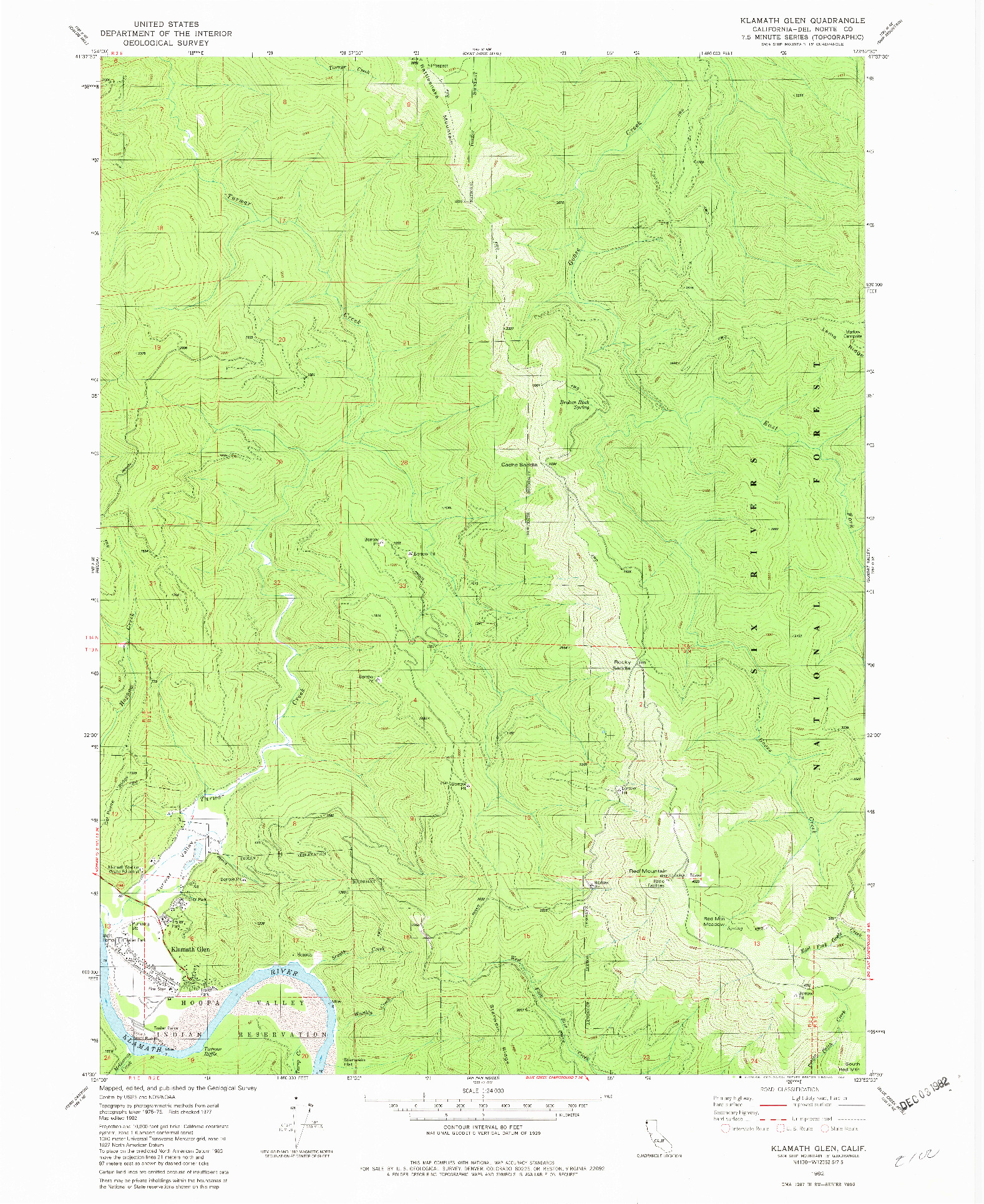 USGS 1:24000-SCALE QUADRANGLE FOR KLAMATH GLEN, CA 1982