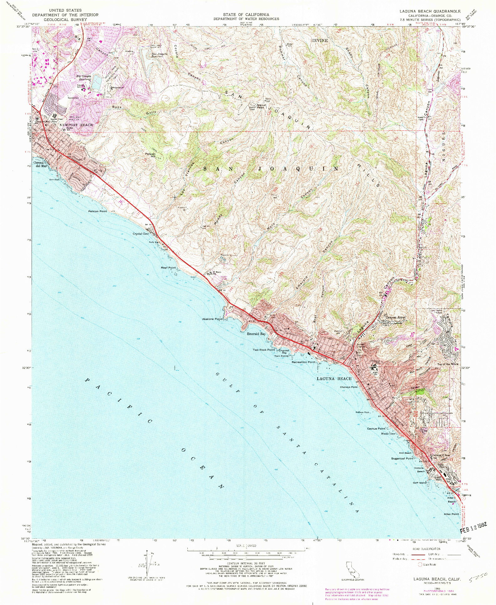 USGS 1:24000-SCALE QUADRANGLE FOR LAGUNA BEACH, CA 1965