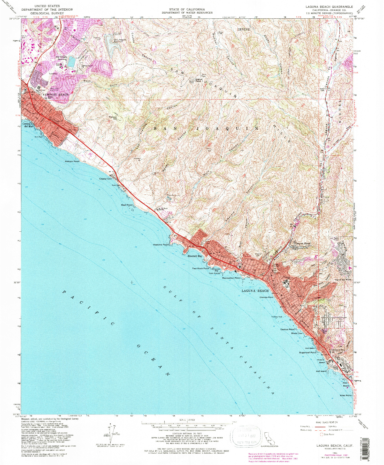 USGS 1:24000-SCALE QUADRANGLE FOR LAGUNA BEACH, CA 1965