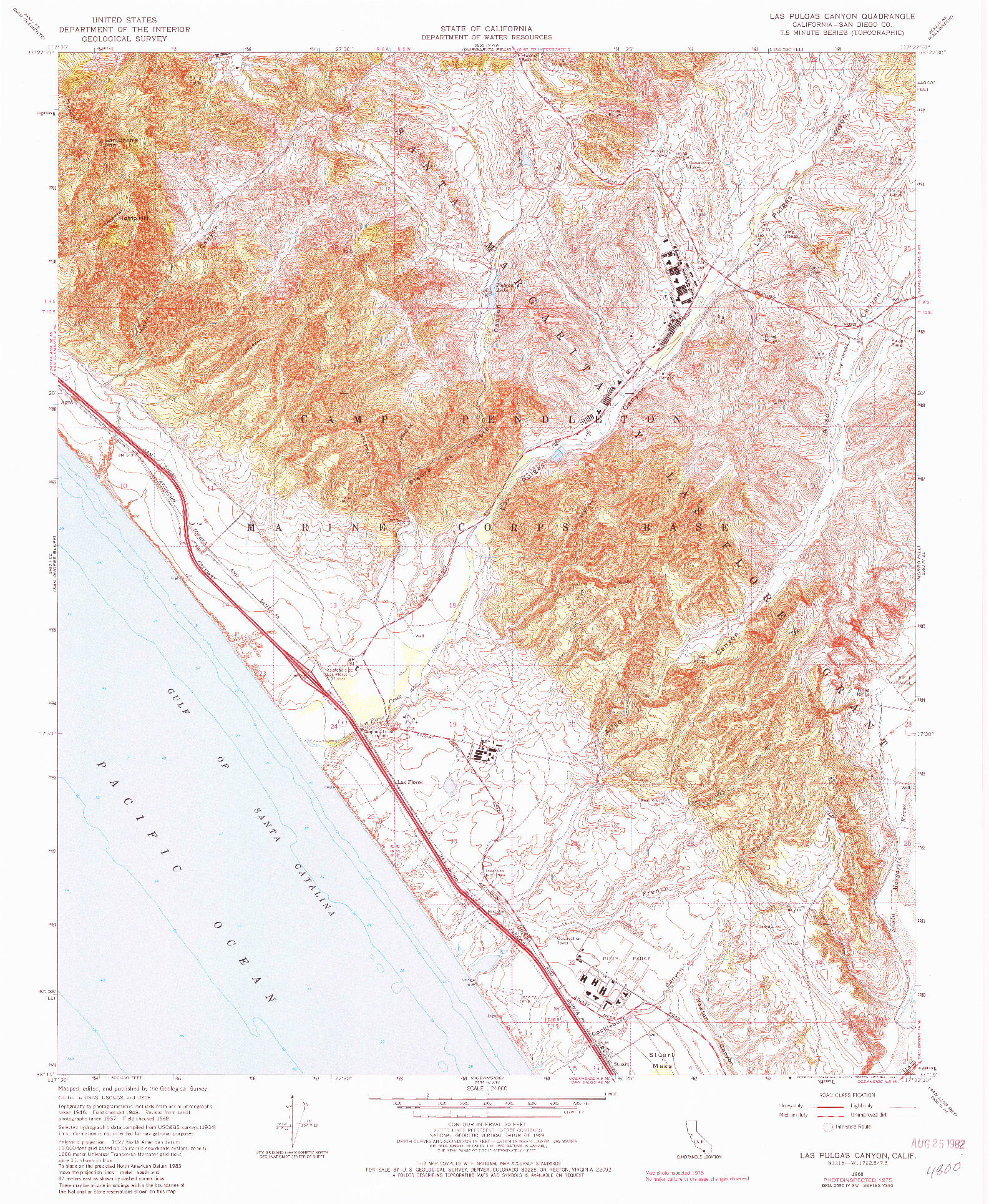 USGS 1:24000-SCALE QUADRANGLE FOR LAS PULGAS CANYON, CA 1968