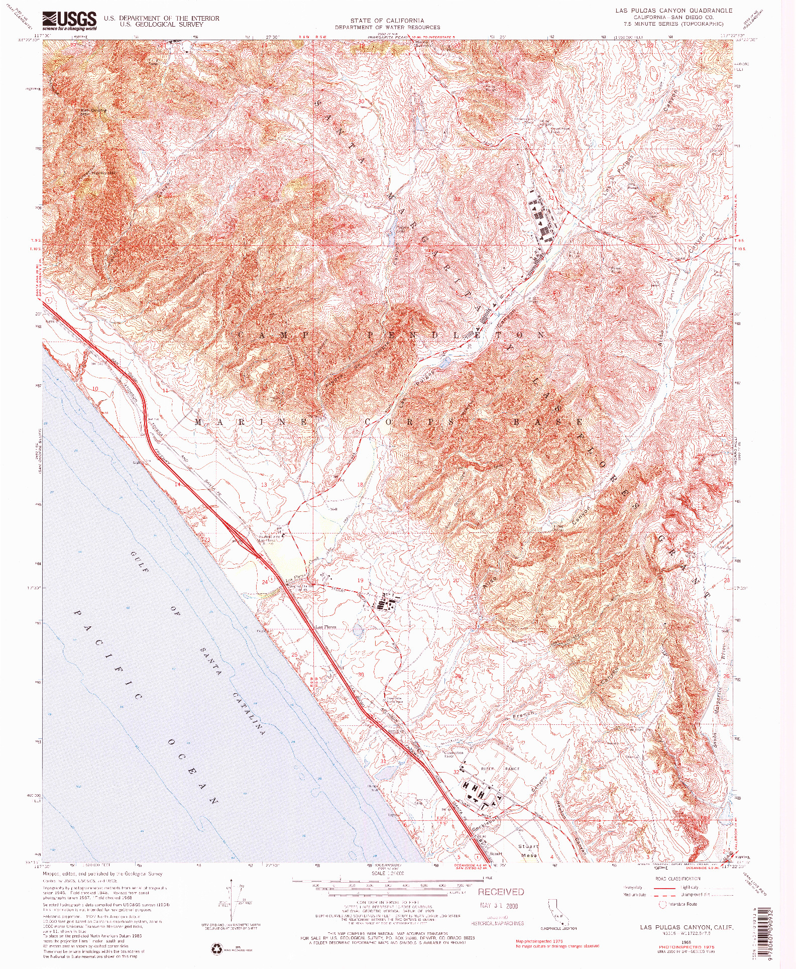 USGS 1:24000-SCALE QUADRANGLE FOR LAS PULGAS CANYON, CA 1968