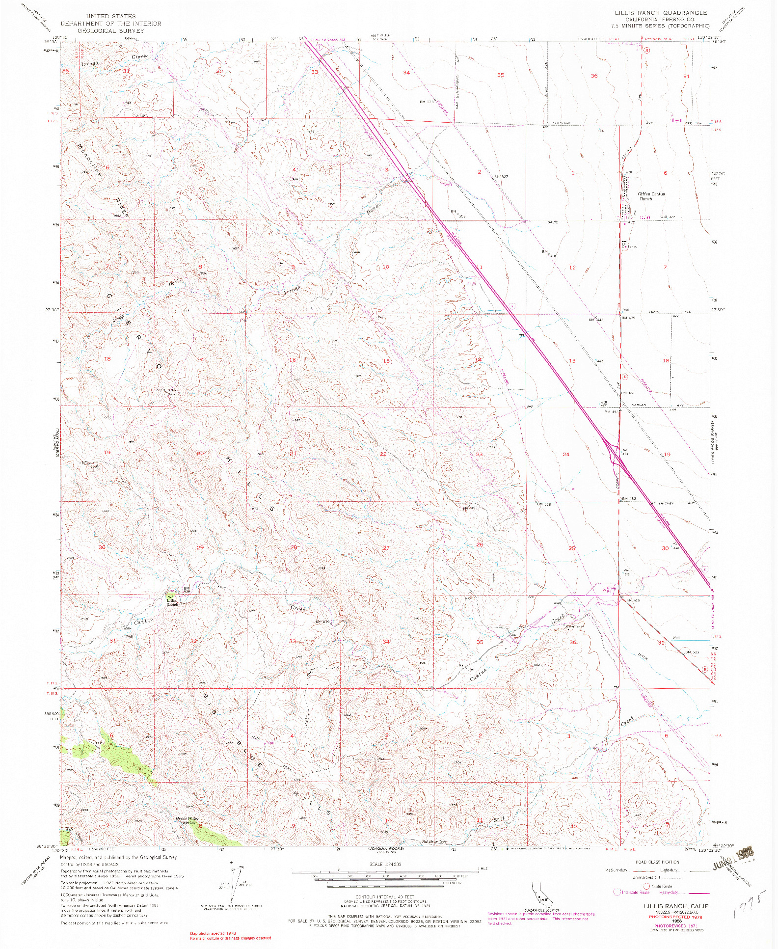 USGS 1:24000-SCALE QUADRANGLE FOR LILLIS RANCH, CA 1956