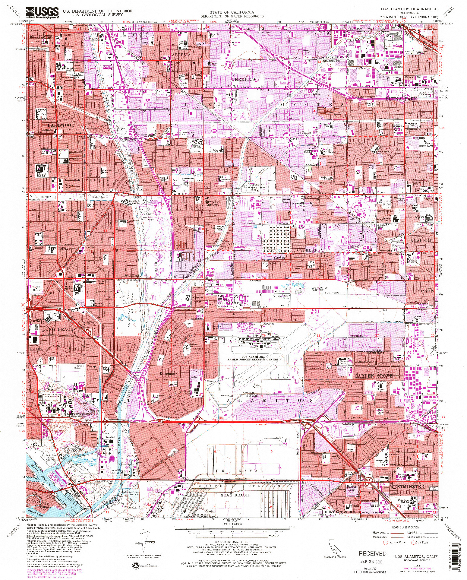 USGS 1:24000-SCALE QUADRANGLE FOR LOS ALAMITOS, CA 1964