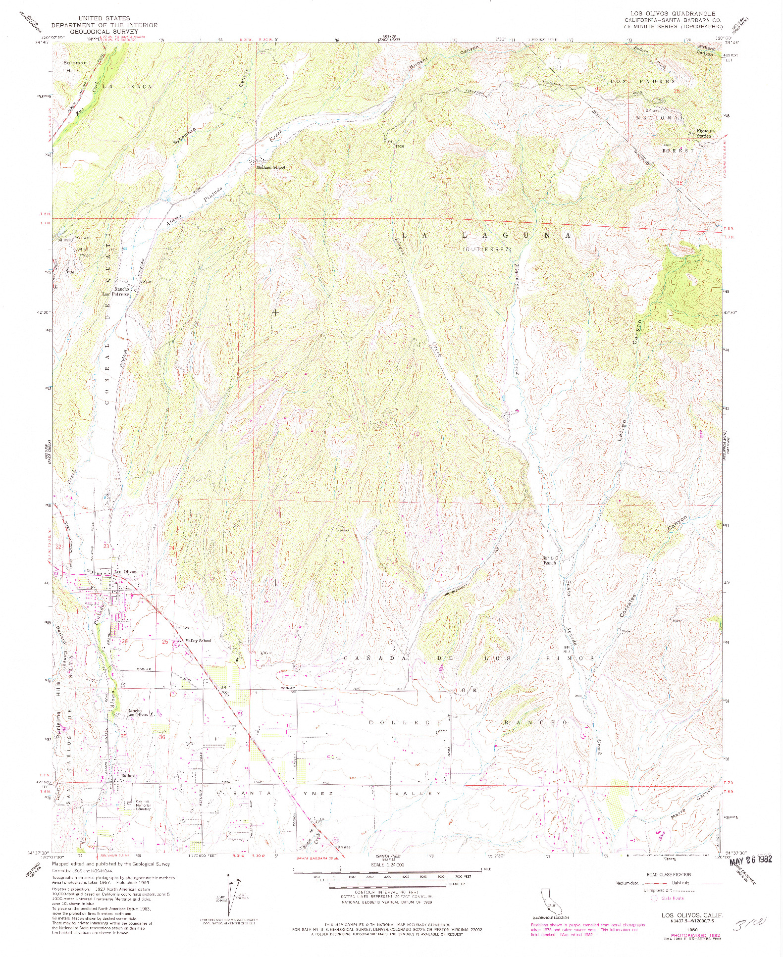 USGS 1:24000-SCALE QUADRANGLE FOR LOS OLIVOS, CA 1959