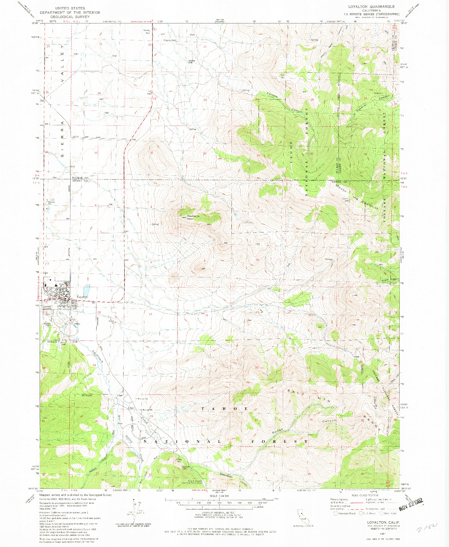 USGS 1:24000-SCALE QUADRANGLE FOR LOYALTON, CA 1981