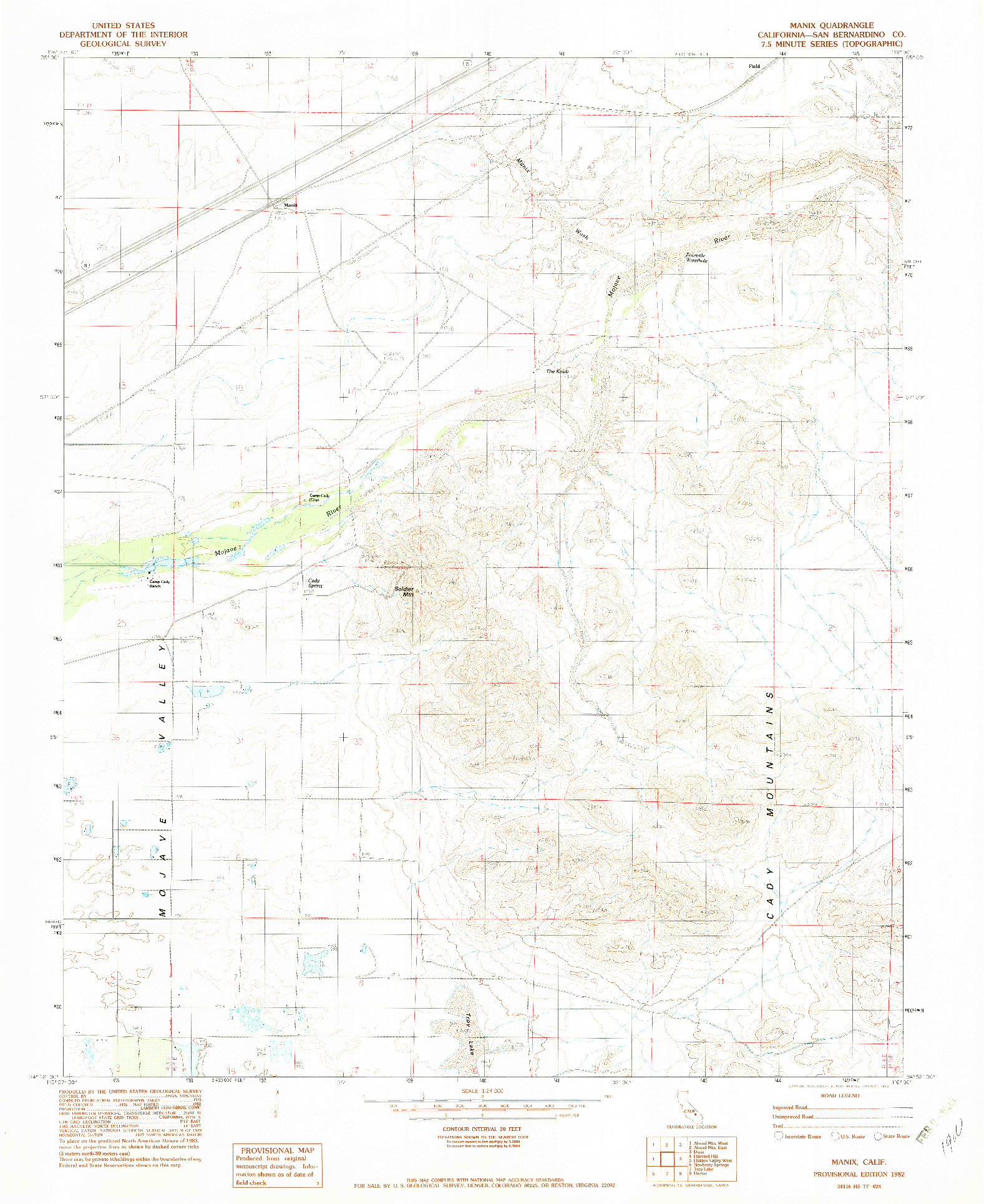 USGS 1:24000-SCALE QUADRANGLE FOR MANIX, CA 1982