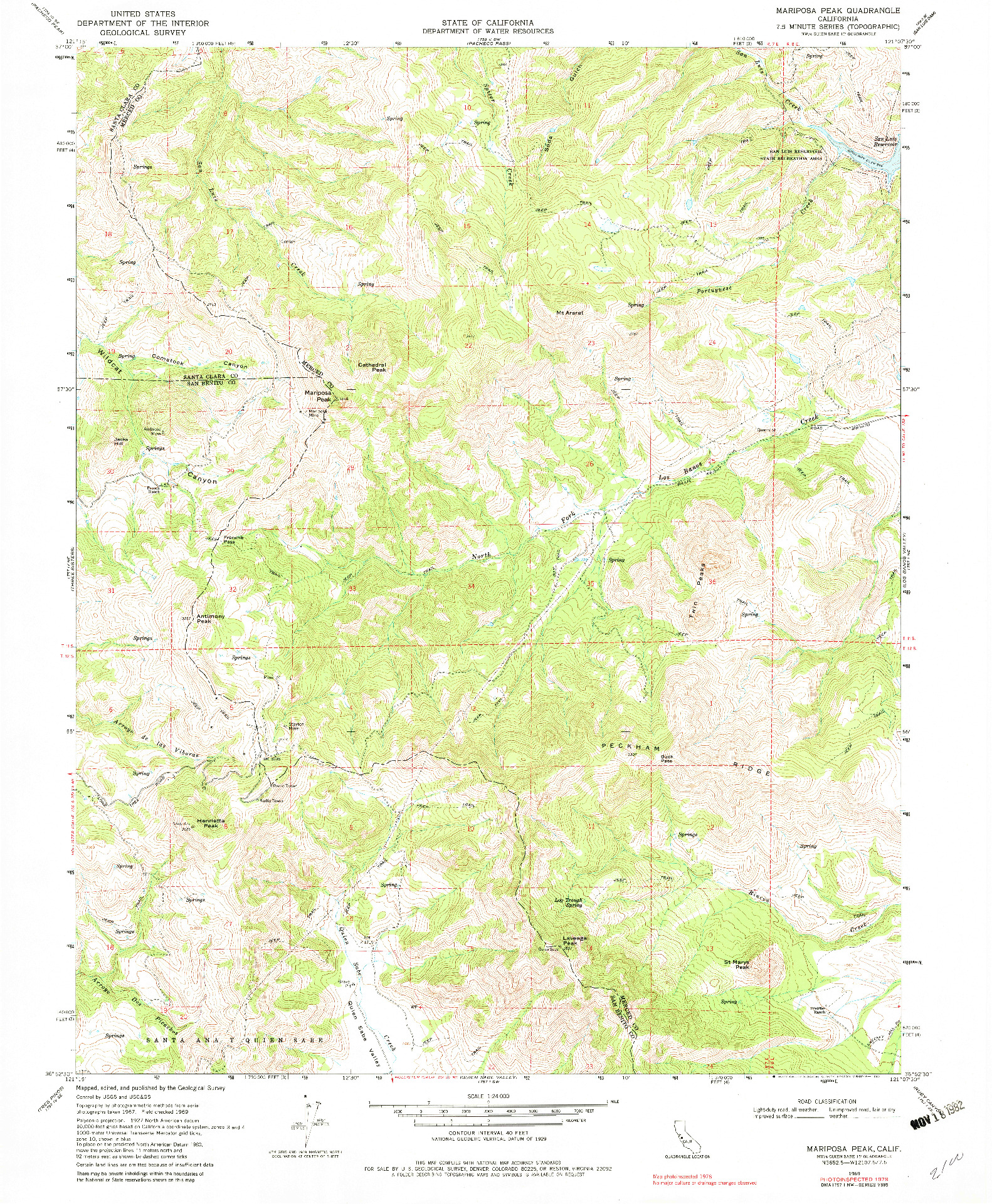 USGS 1:24000-SCALE QUADRANGLE FOR MARIPOSA PEAK, CA 1969